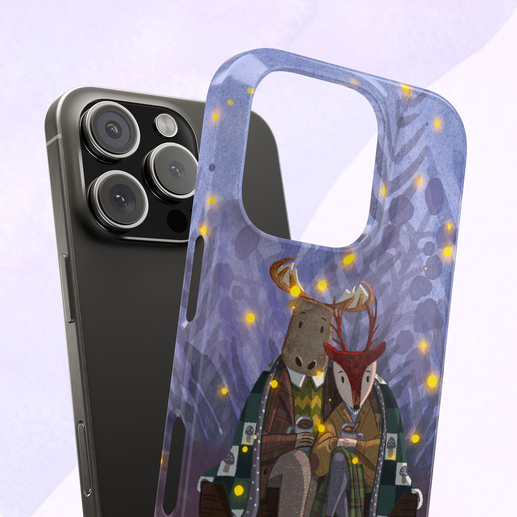 Whimsical Animal Love Slim Phone Cases, Cute Holiday Gifts, Cozy Home Decor, Nature Lover Accessories, Couples Gifts