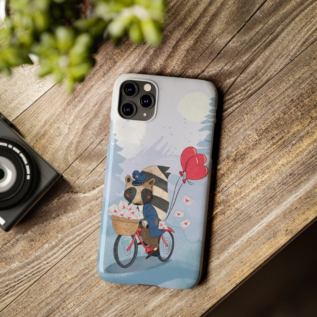 Whimsical Raccoon Slim Phone Case | Cute Animal Design | Perfect for Nature Lovers, Gifts, Birthdays, Valentines Day, Everyday Use