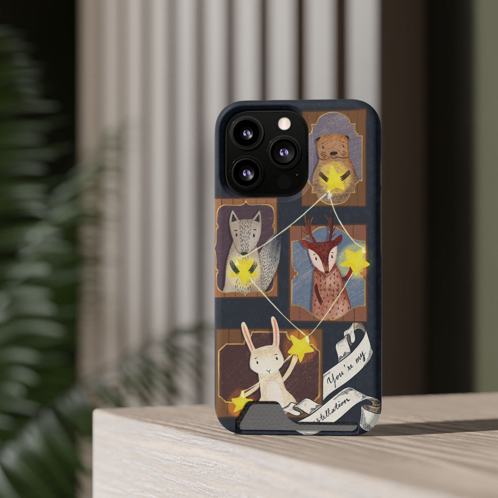 Whimsical Animal Phone Case with Card Holder, Cute Animal Design, Card Storage Case, Ideal for Animal Lovers, Gift for Kids, Birthday