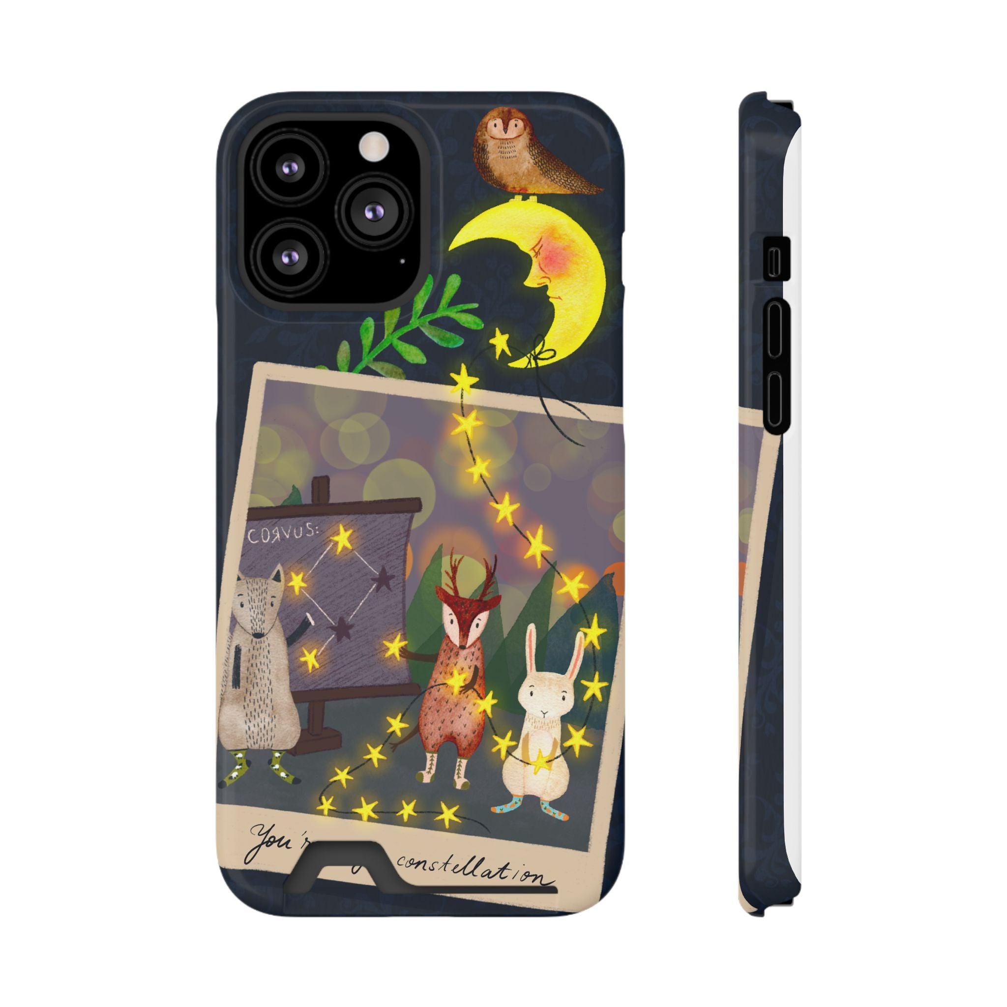 Woodland Astronomy Class Phone Case - Whimsical Forest Animals Learning Constellations - Cute iPhone 13/Samsung Case
