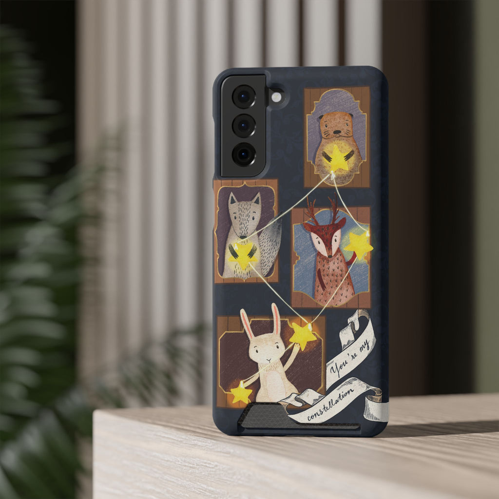 Whimsical Animal Phone Case with Card Holder, Cute Animal Design, Card Storage Case, Ideal for Animal Lovers, Gift for Kids, Birthday