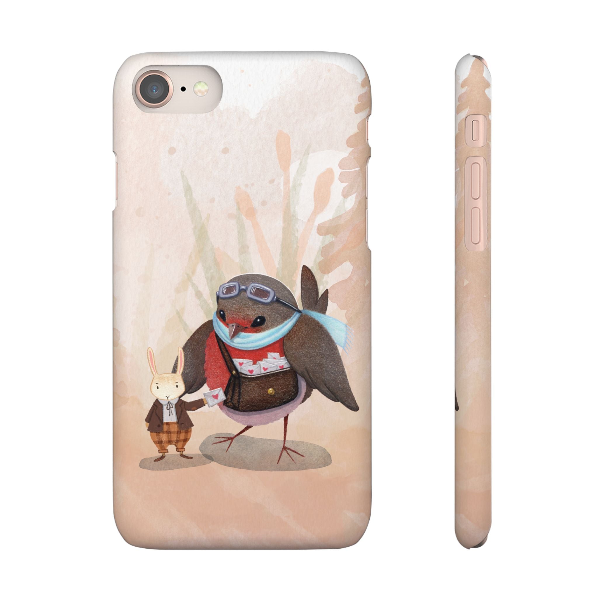 Whimsical Animal Snap Cases, Cute Phone Case, Handmade Bird and Bunny Design, Gift for Animal Lovers, Unique Smartphone Cover