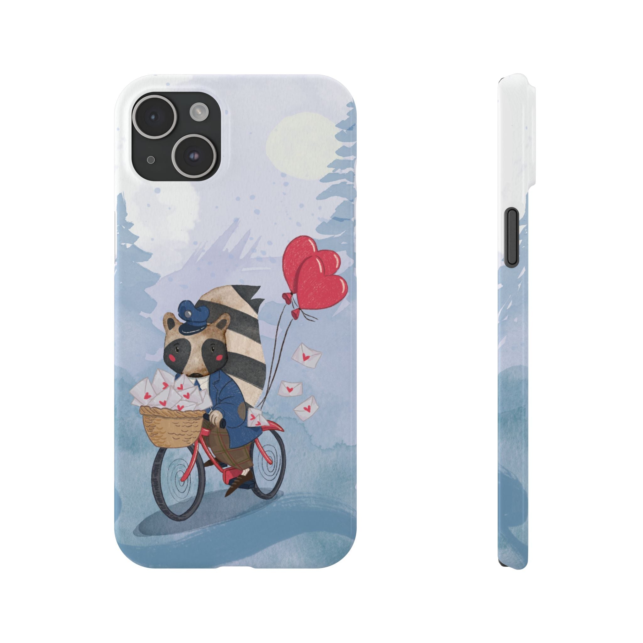 Whimsical Raccoon Slim Phone Case | Cute Animal Design | Perfect for Nature Lovers, Gifts, Birthdays, Valentines Day, Everyday Use