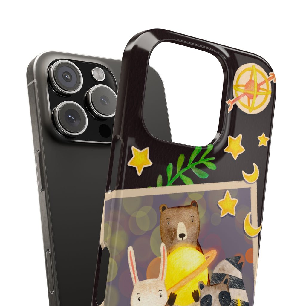 Happy Memory Animal Slim Case, Starry Night Friends iPhone Cover, Kawaii Photo Design, iPhone 8 9 X XR 12 13 14 15 16