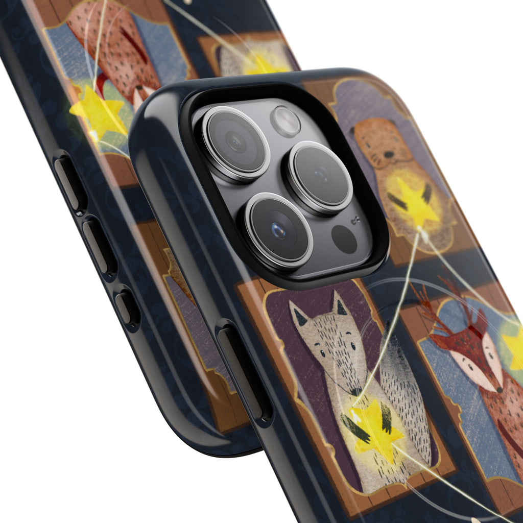 Celestial Animal Stars iPhone Case, Tough Magnetic Cover, Nature Theme, Unique Cute Animal Gifts, iPhone 14 15 16 pro max