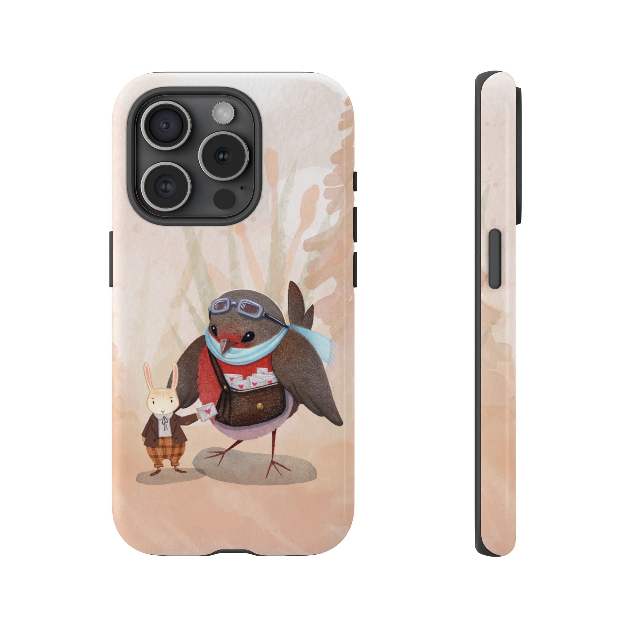 Whimsical Animal Phone Case, Cute Bird and Rabbit Design, Animal Lovers Gift, Nature-Themed Accessory, Eco-Friendly Tech Cover