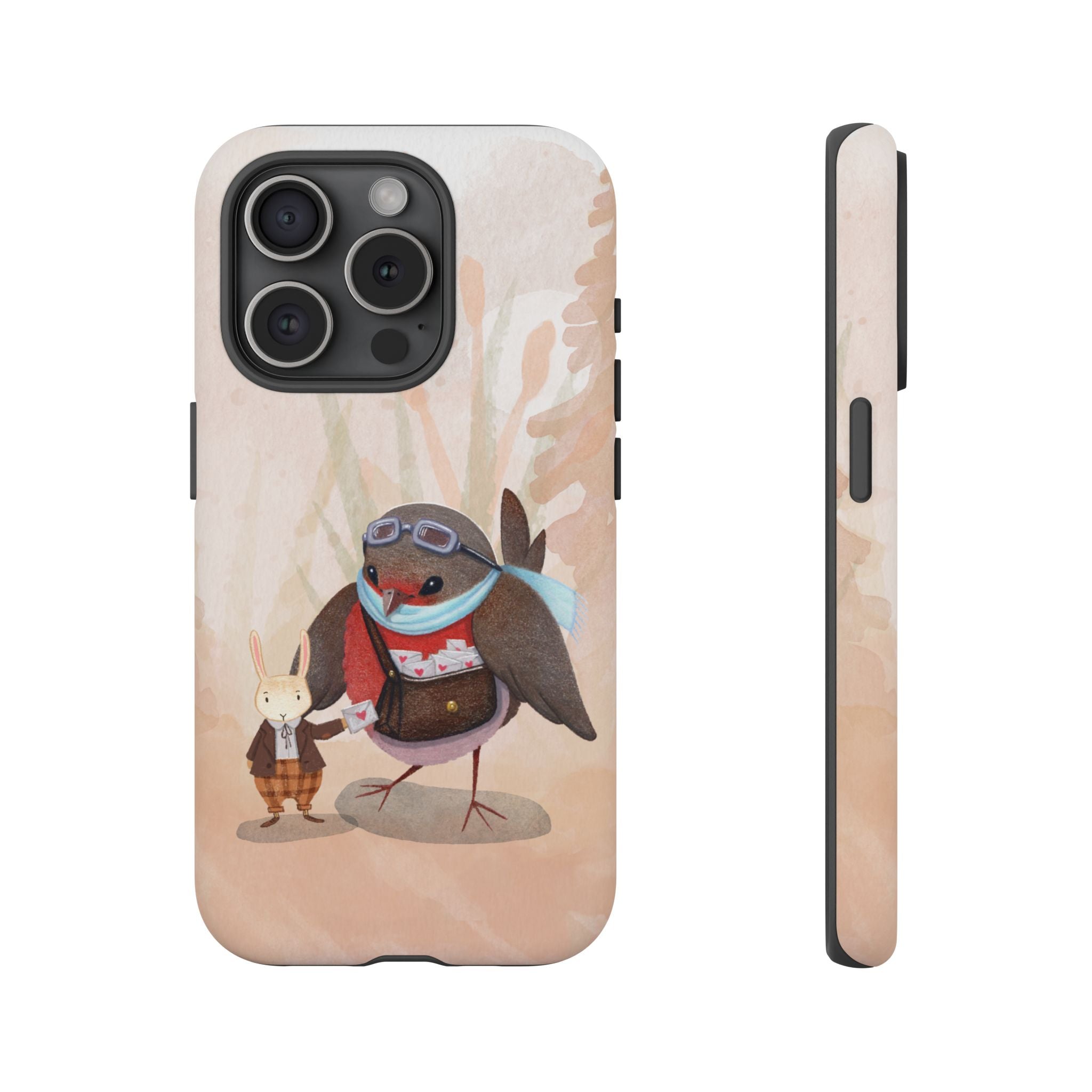 Whimsical Animal Phone Case, Cute Bird and Rabbit Design, Animal Lovers Gift, Nature-Themed Accessory, Eco-Friendly Tech Cover
