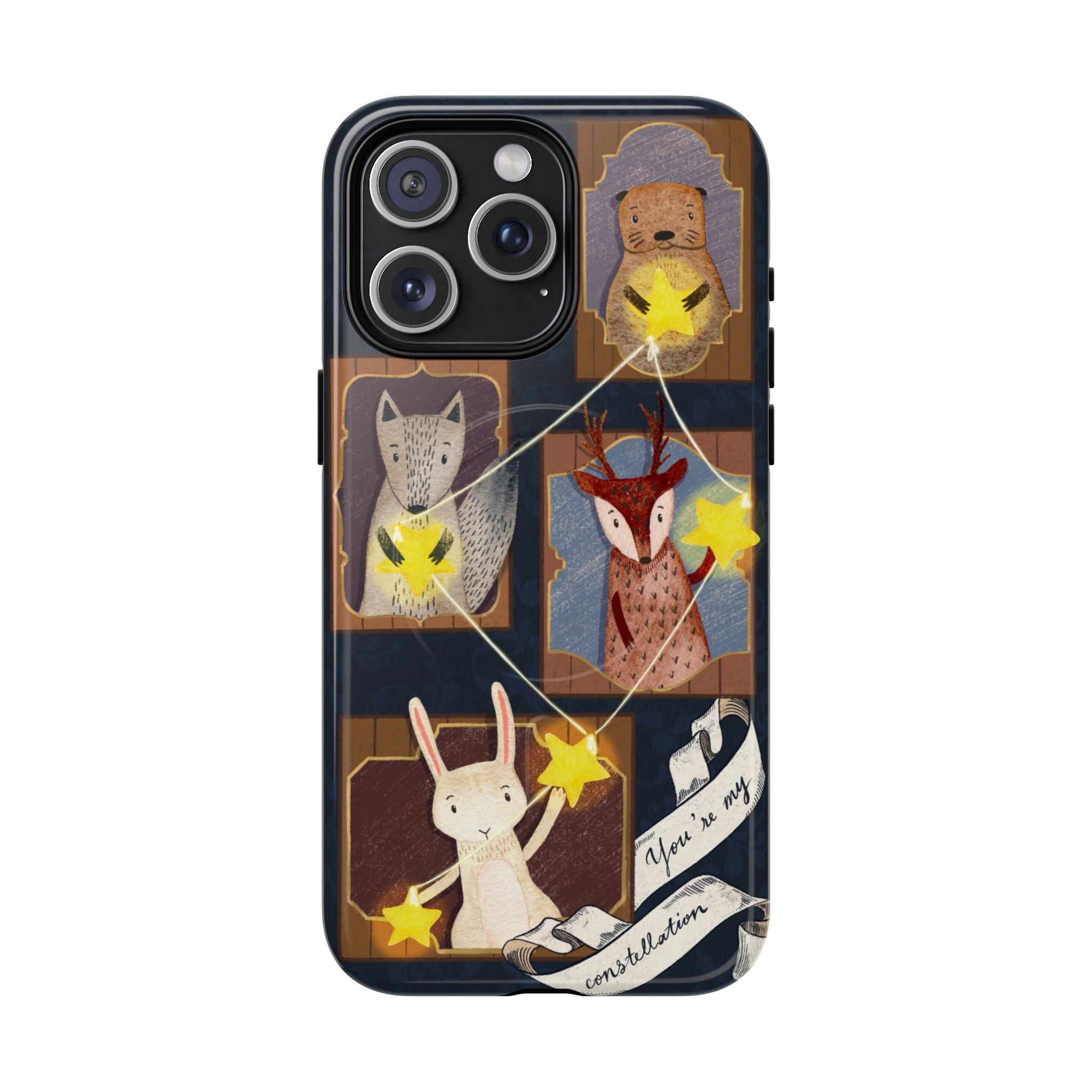 Celestial Animal Stars iPhone Case, Tough Magnetic Cover, Nature Theme, Unique Cute Animal Gifts, iPhone 14 15 16 pro max