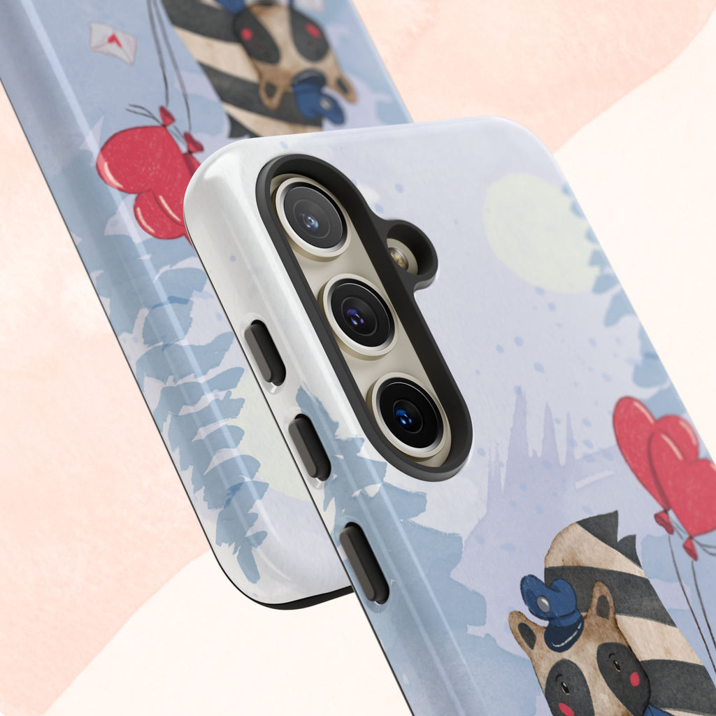 Cute Raccoon Phone Case, Tough Case for Animal Lovers, Valentine's Day Gift, Whimsical Phone Accessory, Gifts for Kids
