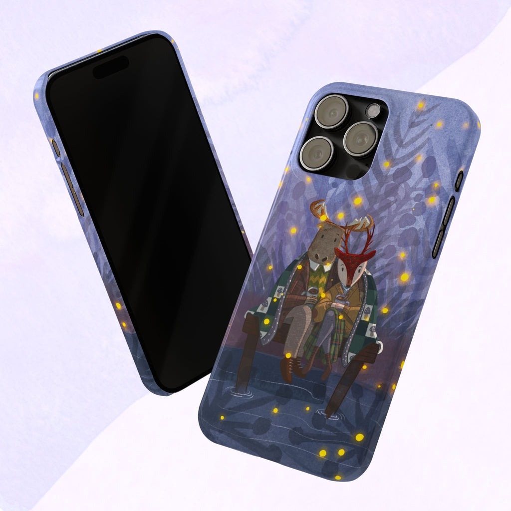 Whimsical Animal Love Slim Phone Cases, Cute Holiday Gifts, Cozy Home Decor, Nature Lover Accessories, Couples Gifts