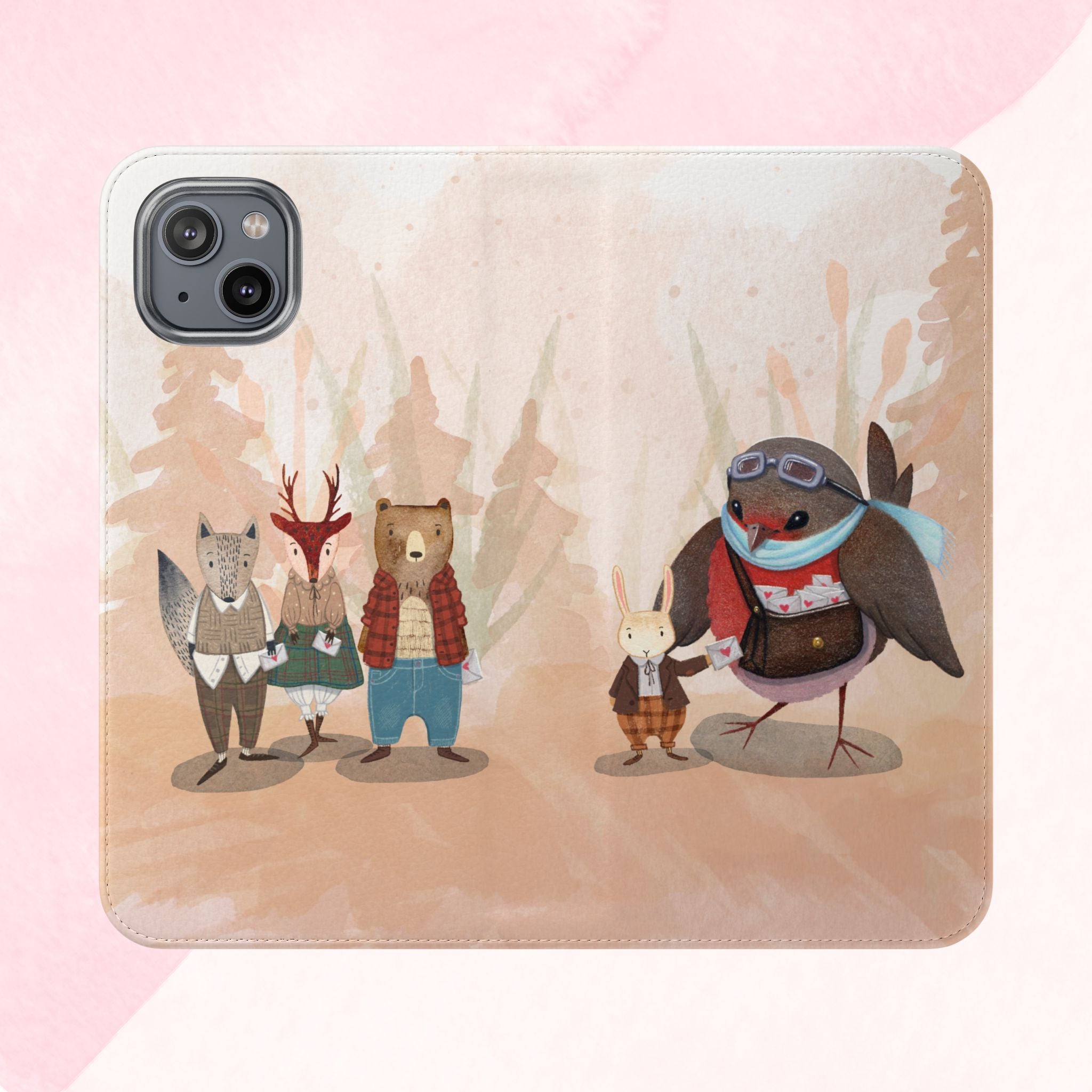Whimsical Animal Flip Cases for Phones, Cute Woodland Creatures, Forest Friends Phone Cover, Animal Lover Gift, Phone Wallet