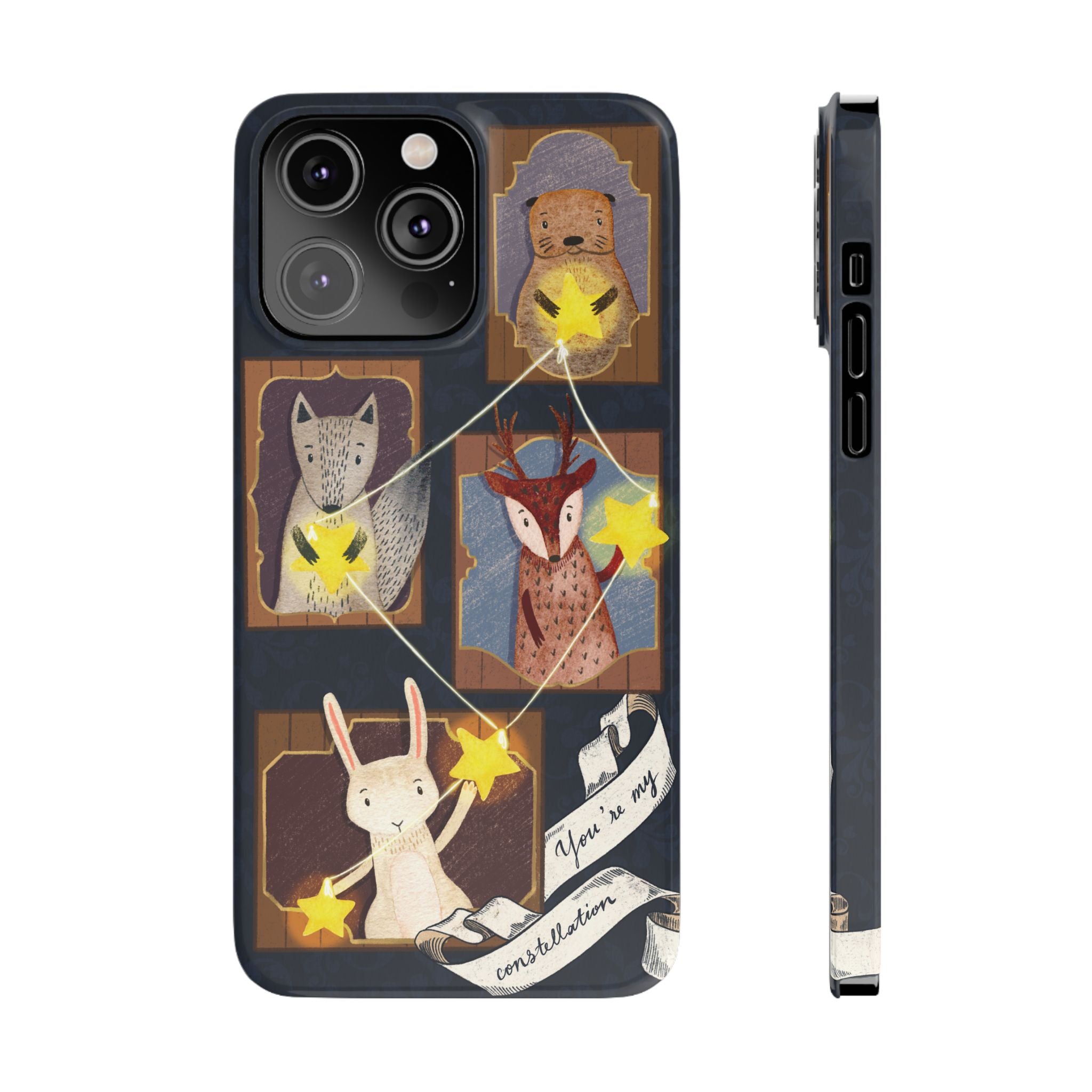 Constellation Friends Slim Case, Woodland Portrait iPhone Cover, Star Collector Design, Cute Kawaii Gift, Phone 8 9 X XR 11 12 13 14 15 16