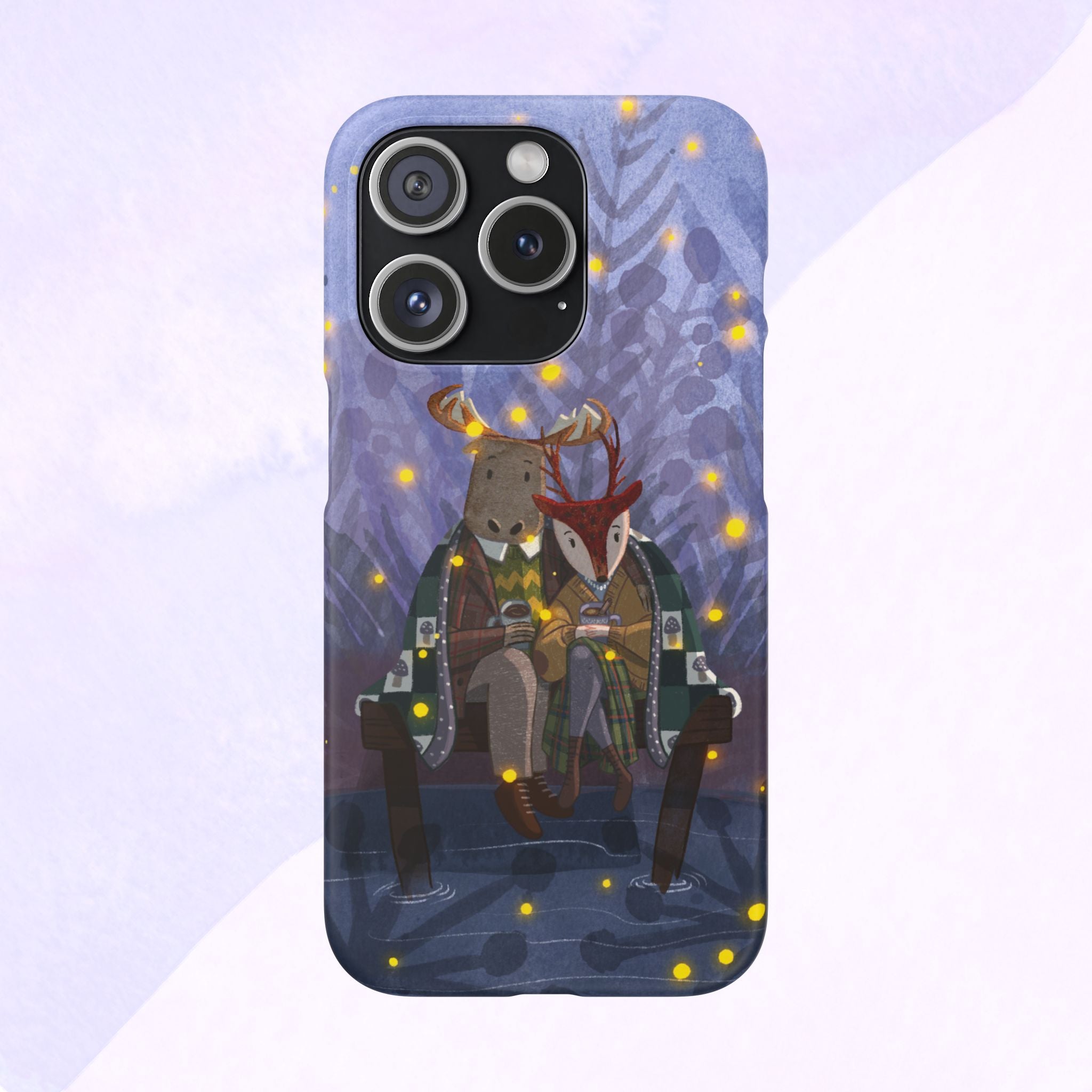 Whimsical Animal Lovers Snap Cases - Cozy Phone Protection, Gift for Nature Lovers, Holiday Decor, Cute Character Design, Animal Couple