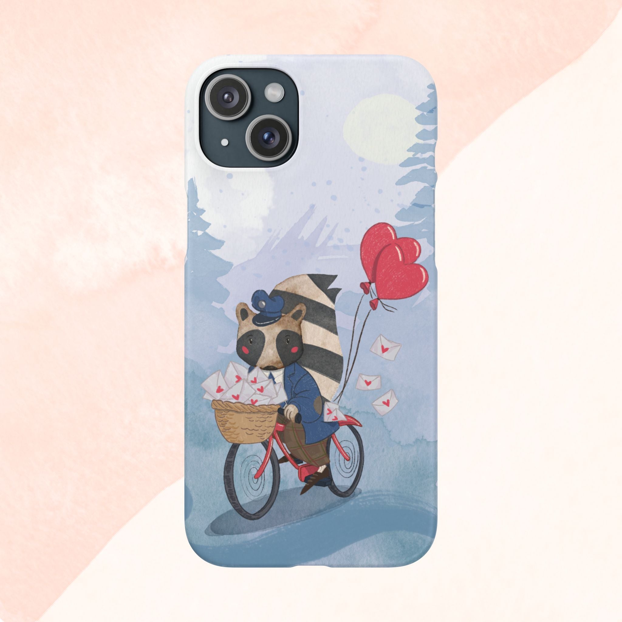 Whimsical Animal Snap Case with Love Balloons, Cute Phone Case, Valentine's Day Gift, Animal Lover Accessory, Creative Phone Cover