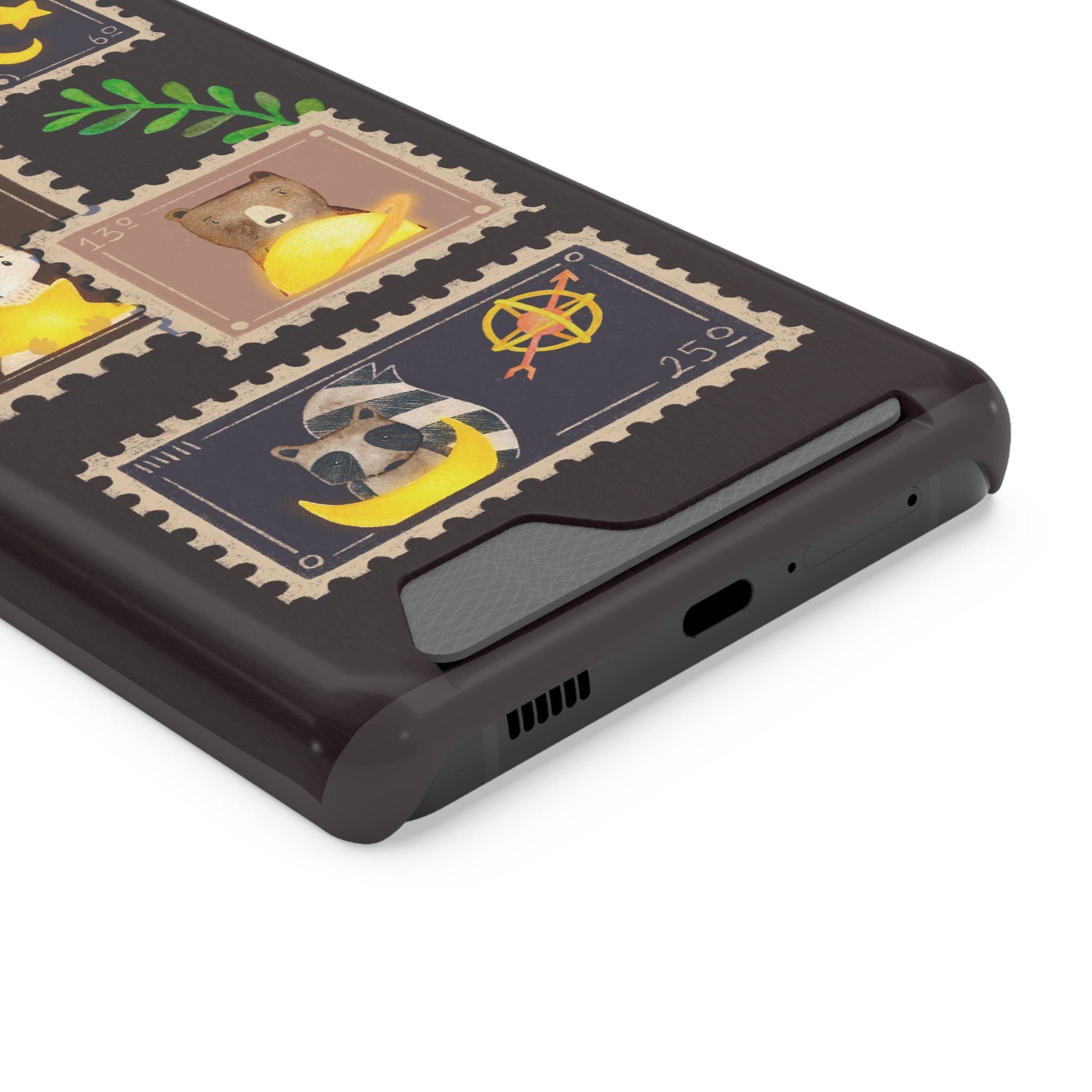 Animal Phone Case with Card Holder - Cute Raccoon, Bear & Bunny Design for iPhone 13 Samsung Galaxy S21/S22 - Pet Lovers Night Sky Style