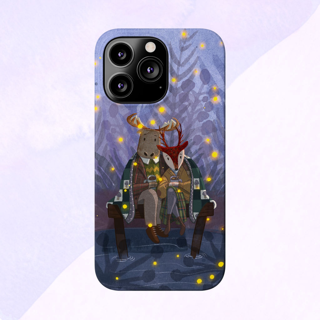 Whimsical Animal Love Slim Phone Cases, Cute Holiday Gifts, Cozy Home Decor, Nature Lover Accessories, Couples Gifts