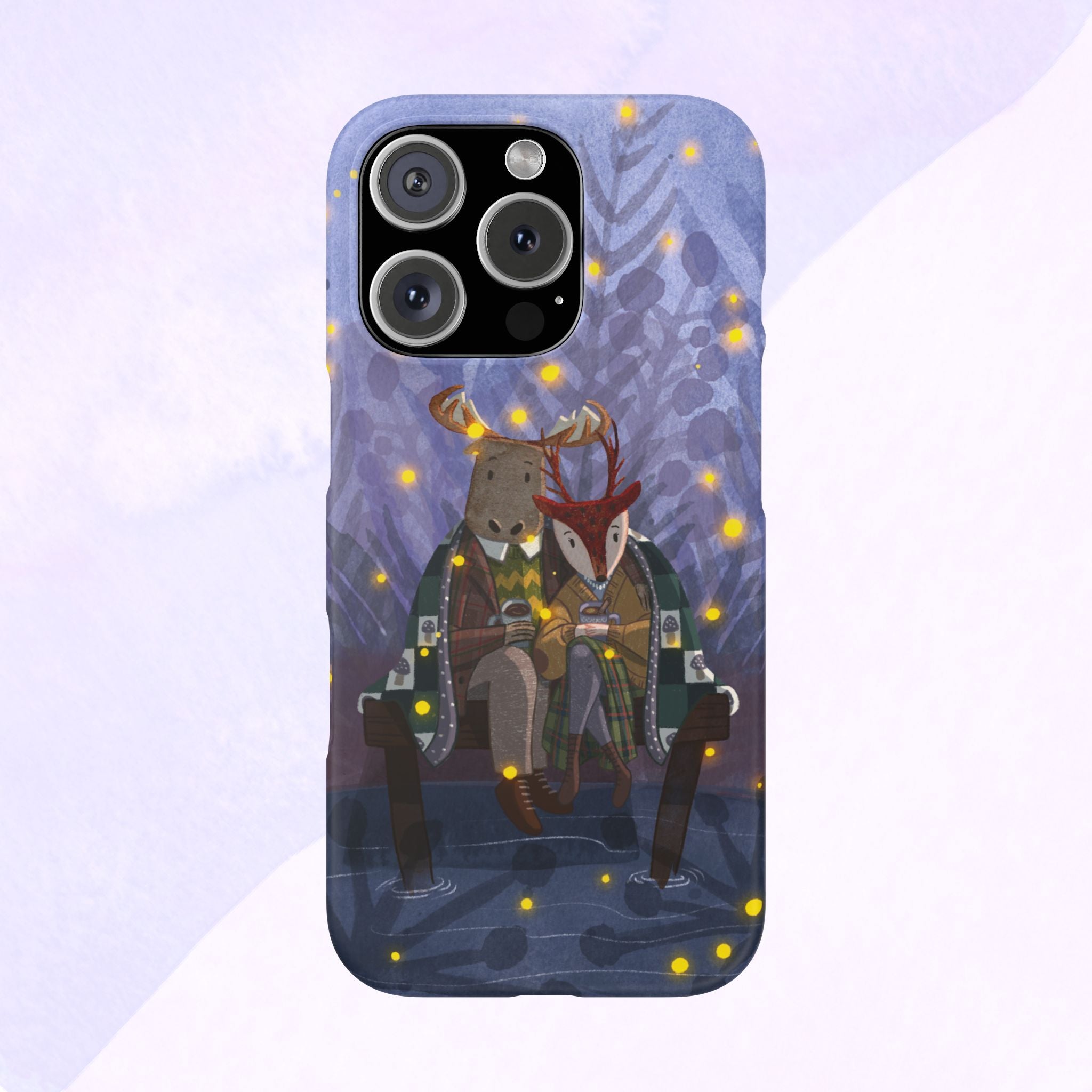 Whimsical Animal Lovers Snap Cases - Cozy Phone Protection, Gift for Nature Lovers, Holiday Decor, Cute Character Design, Animal Couple