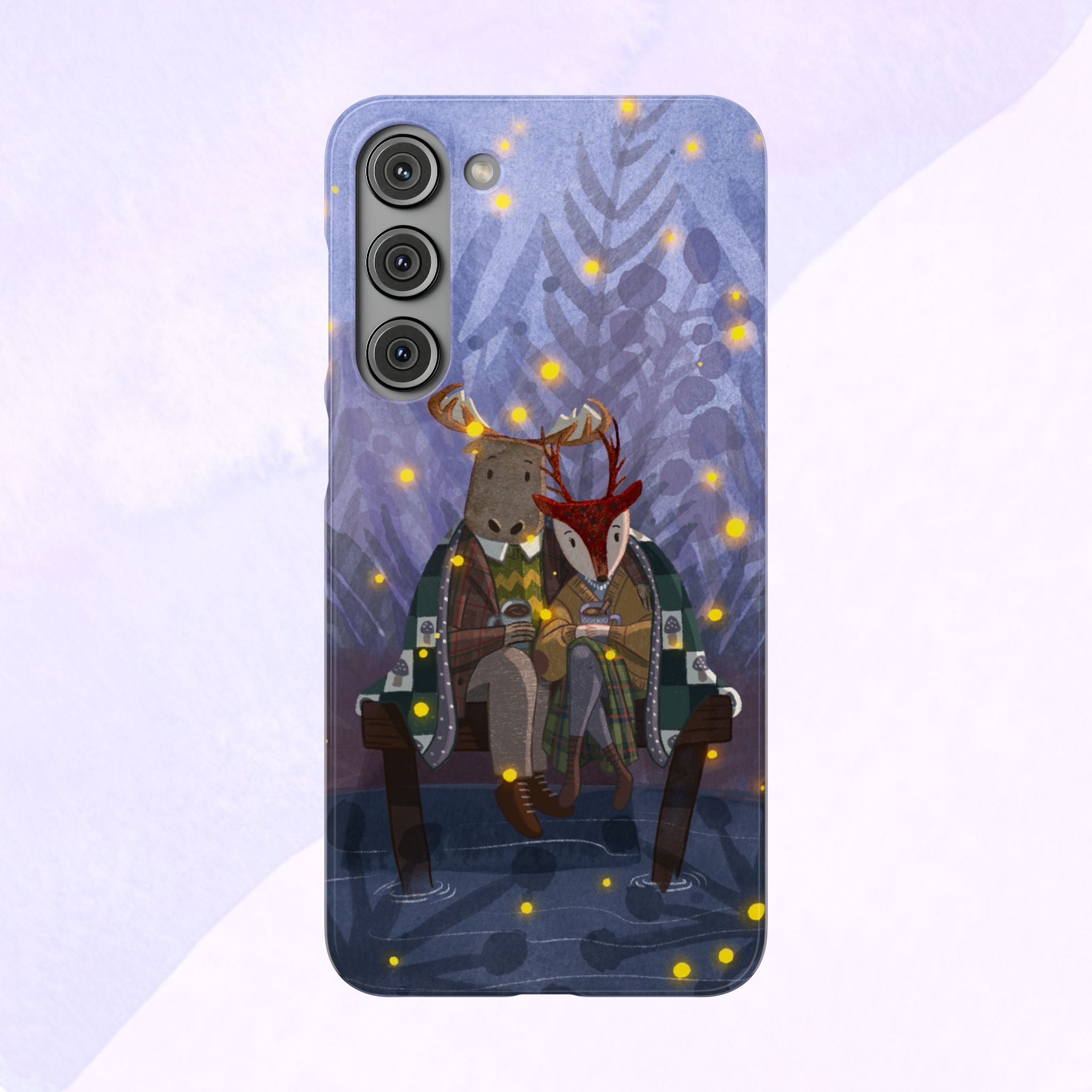 Whimsical Animal Lovers Snap Cases - Cozy Phone Protection, Gift for Nature Lovers, Holiday Decor, Cute Character Design, Animal Couple