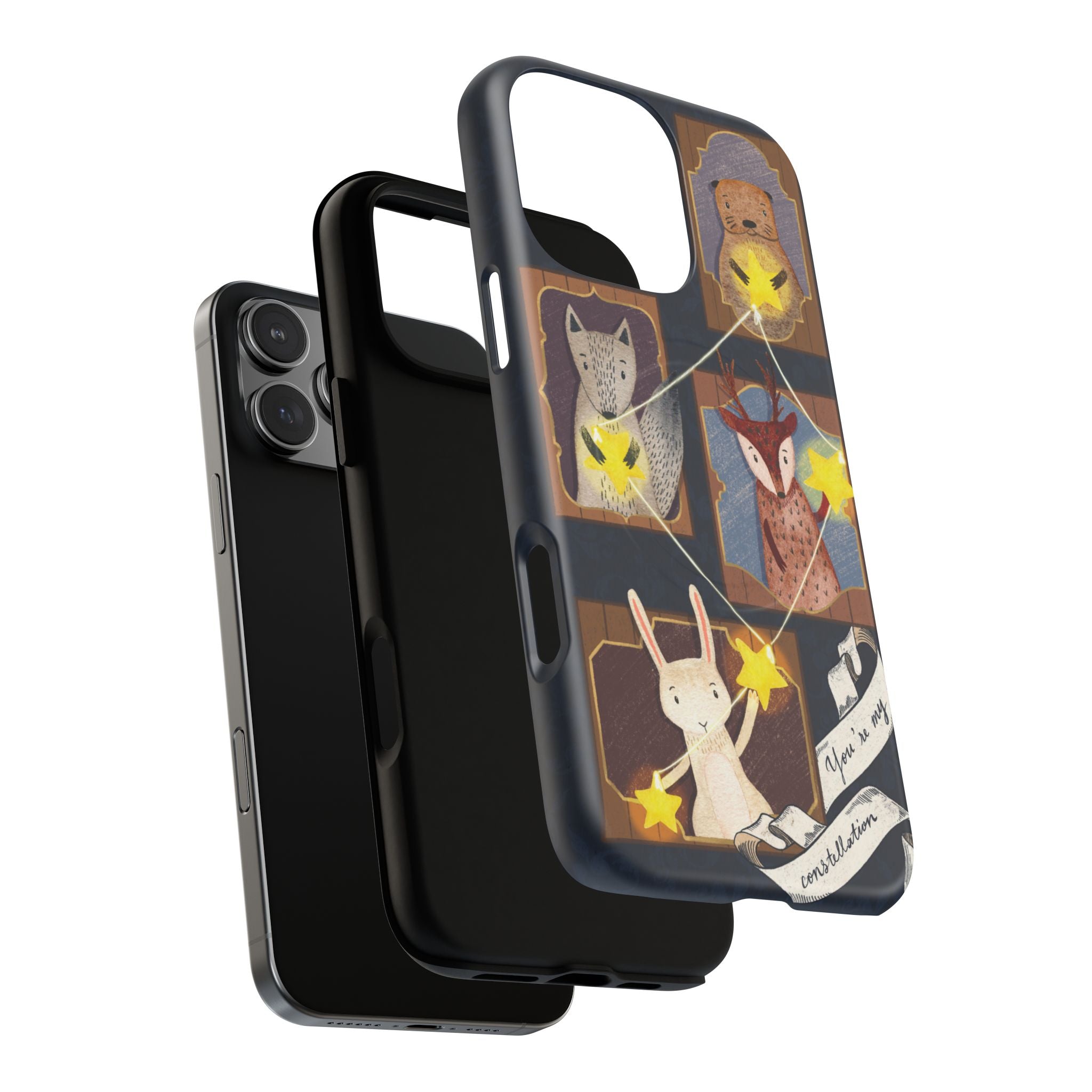 Celestial Animal Stars iPhone Case, Tough Magnetic Cover, Nature Theme, Unique Cute Animal Gifts, iPhone 14 15 16 pro max