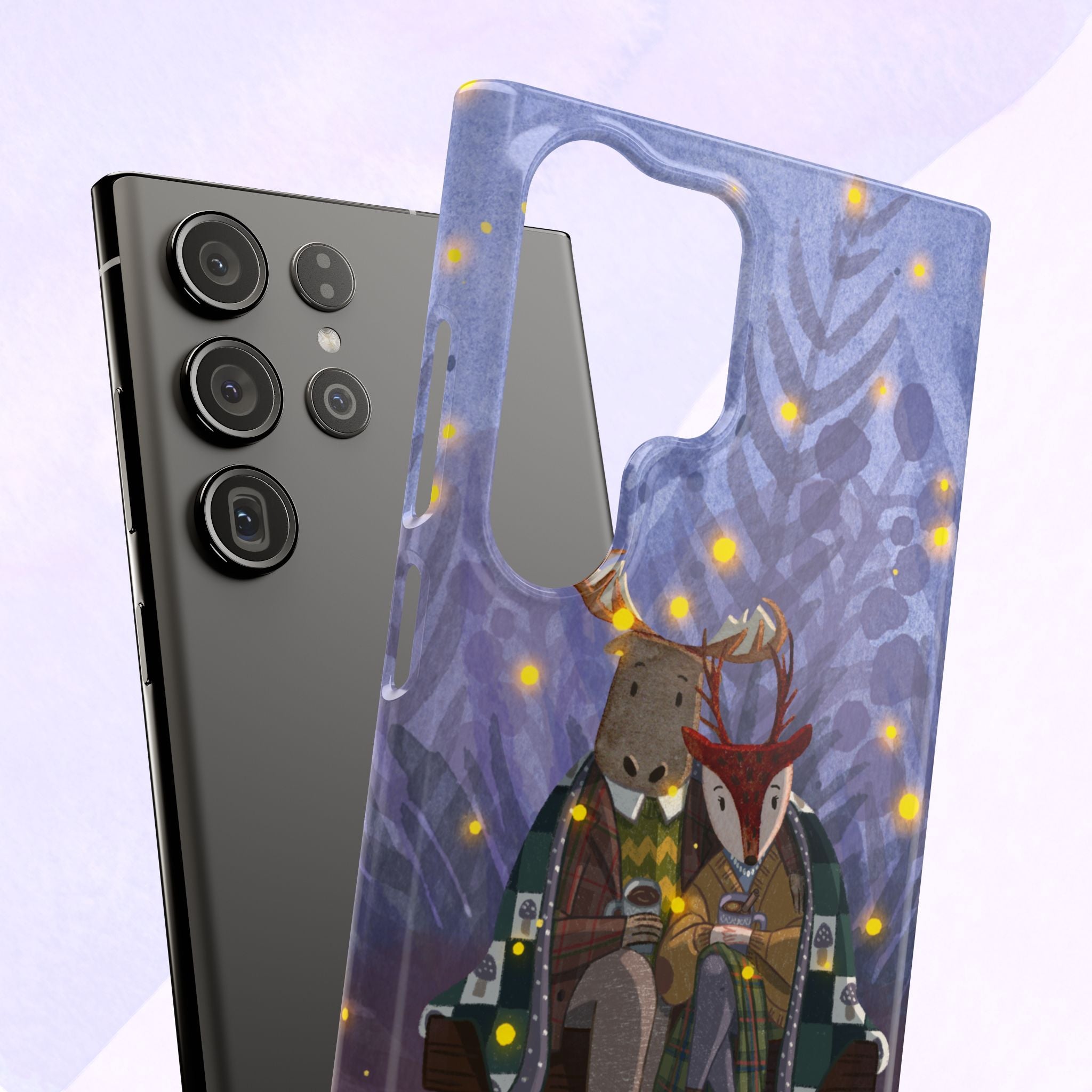 Whimsical Animal Lovers Snap Cases - Cozy Phone Protection, Gift for Nature Lovers, Holiday Decor, Cute Character Design, Animal Couple