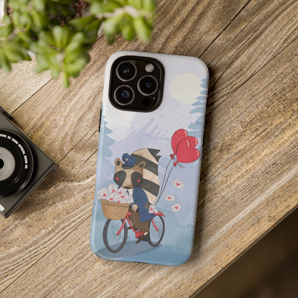 Cute Raccoon Phone Case, Tough Case for Animal Lovers, Valentine's Day Gift, Whimsical Phone Accessory, Gifts for Kids