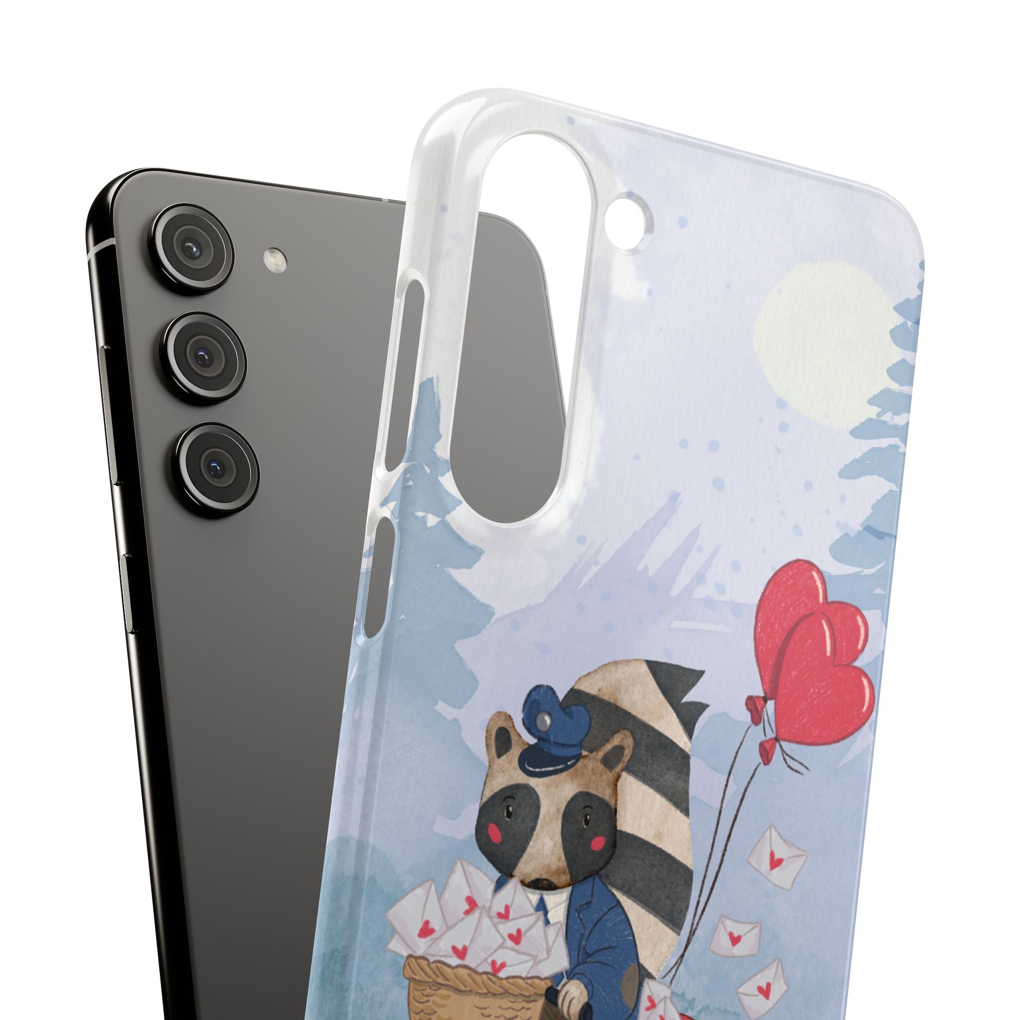 Whimsical Animal Snap Case with Love Balloons, Cute Phone Case, Valentine's Day Gift, Animal Lover Accessory, Creative Phone Cover