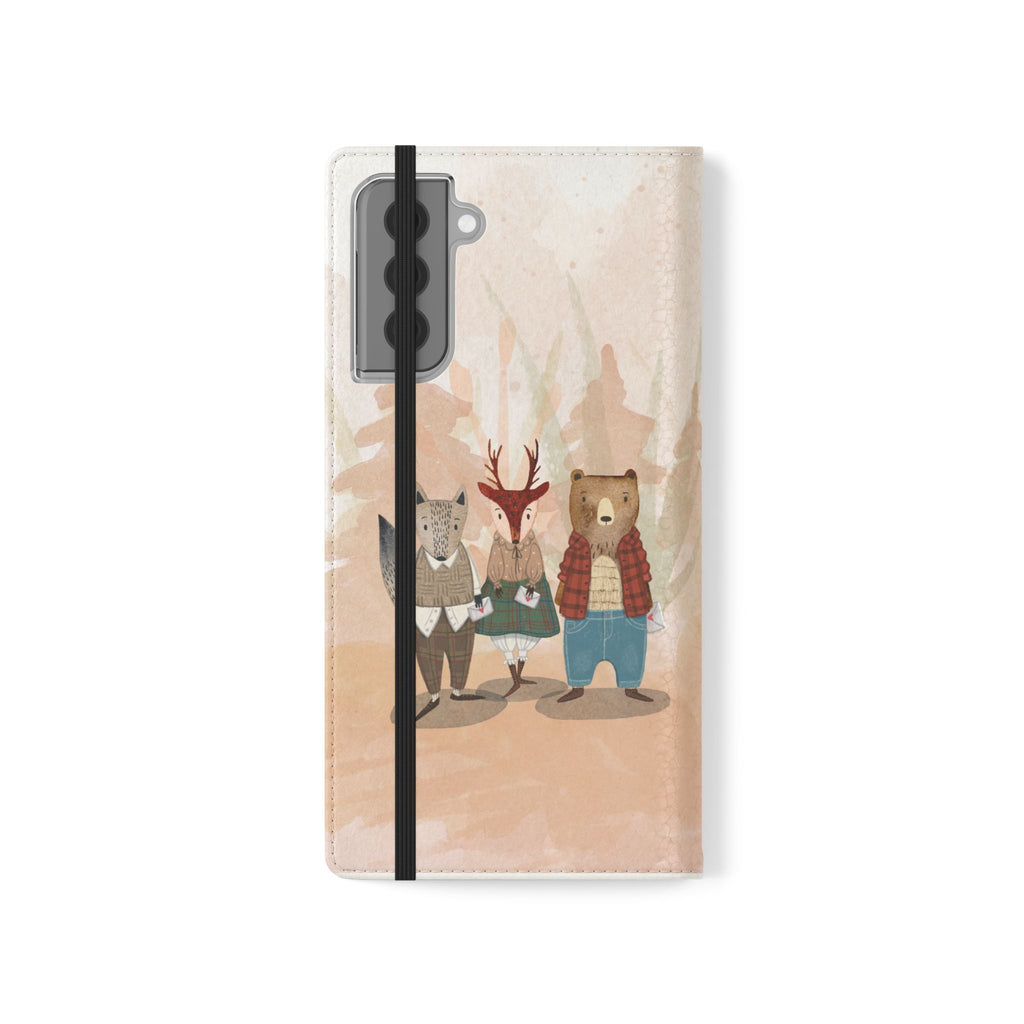 Whimsical Animal Flip Cases for Phones, Cute Woodland Creatures, Forest Friends Phone Cover, Animal Lover Gift, Phone Wallet