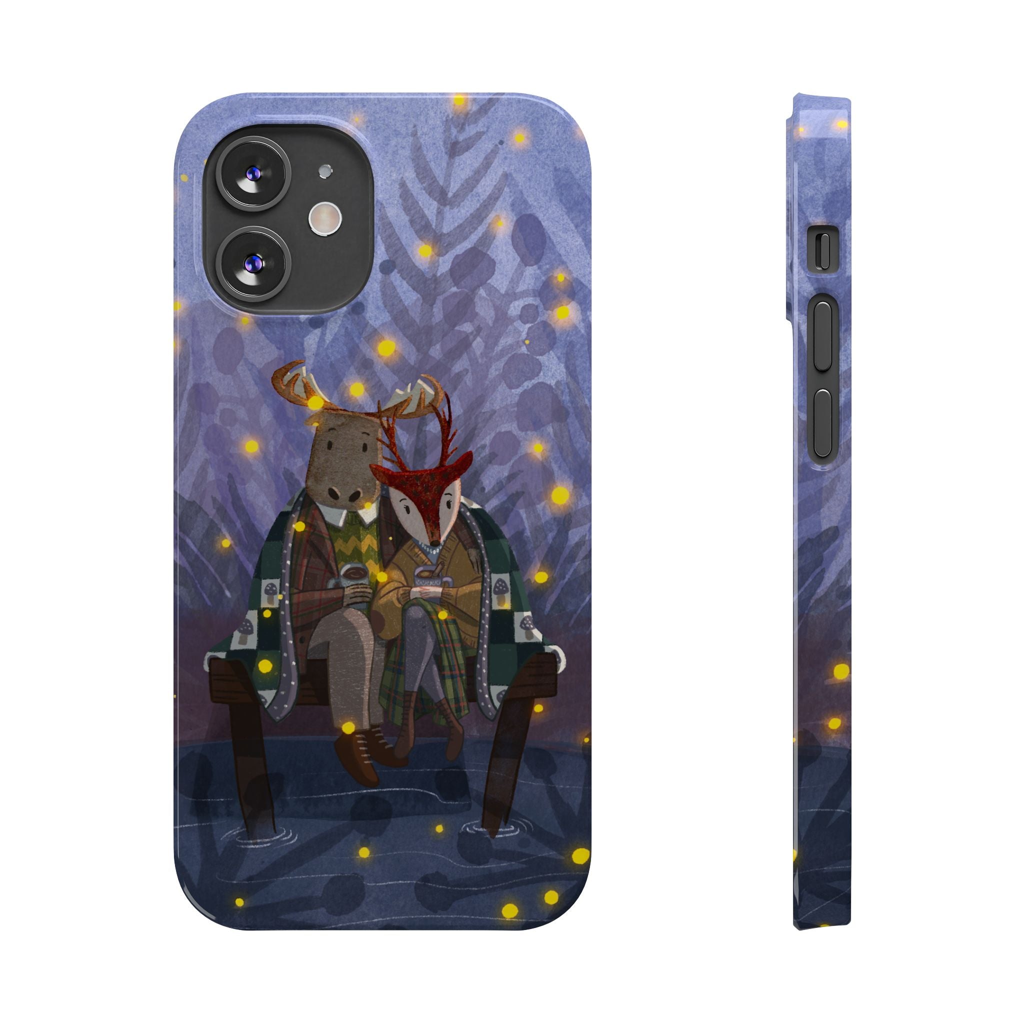 Whimsical Animal Love Slim Phone Cases, Cute Holiday Gifts, Cozy Home Decor, Nature Lover Accessories, Couples Gifts