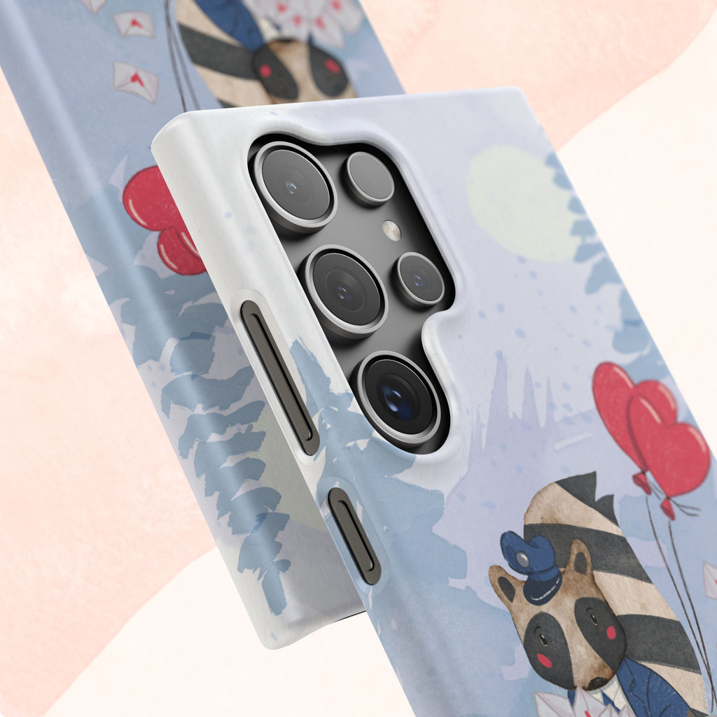 Whimsical Animal Snap Case with Love Balloons, Cute Phone Case, Valentine's Day Gift, Animal Lover Accessory, Creative Phone Cover