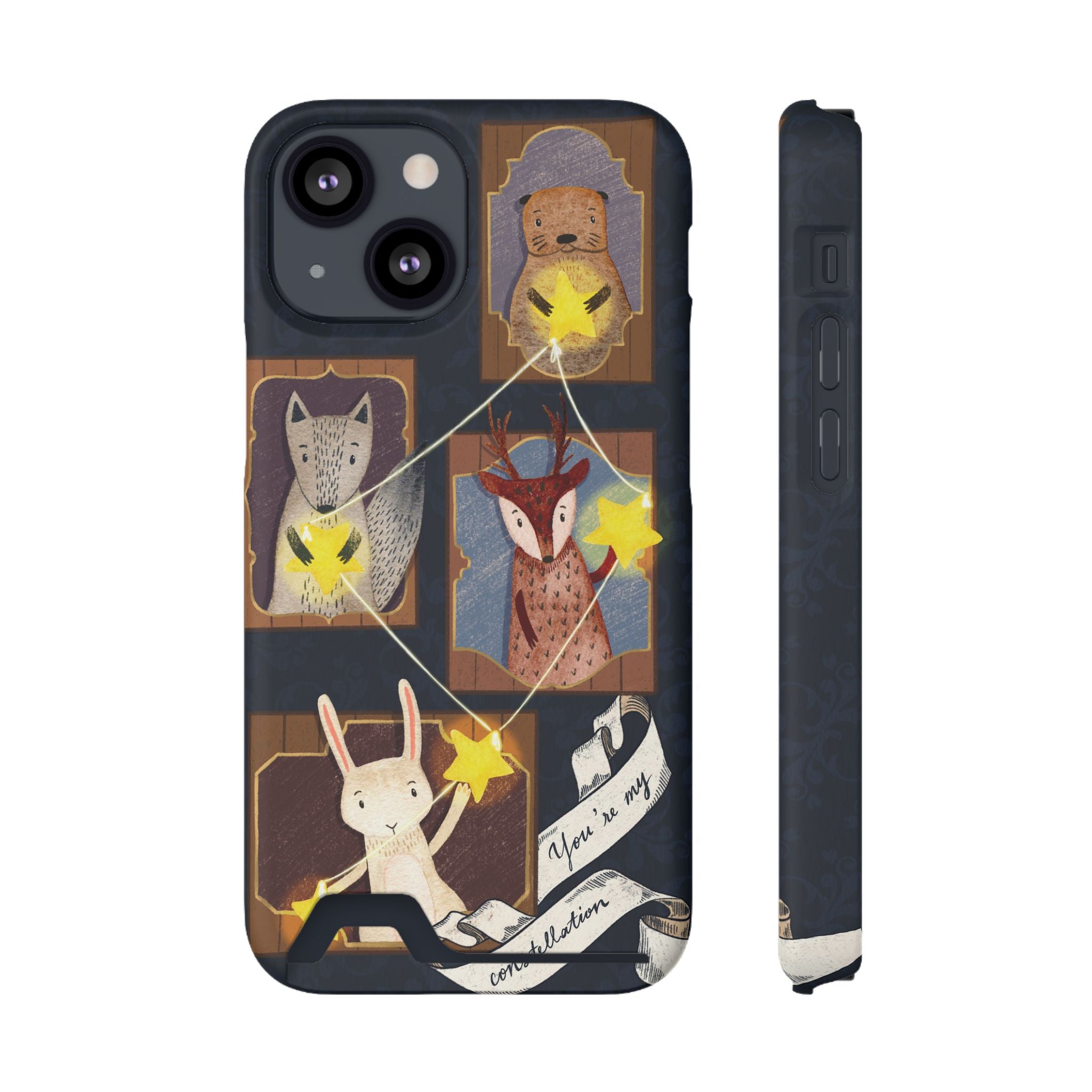Whimsical Animal Phone Case with Card Holder, Cute Animal Design, Card Storage Case, Ideal for Animal Lovers, Gift for Kids, Birthday