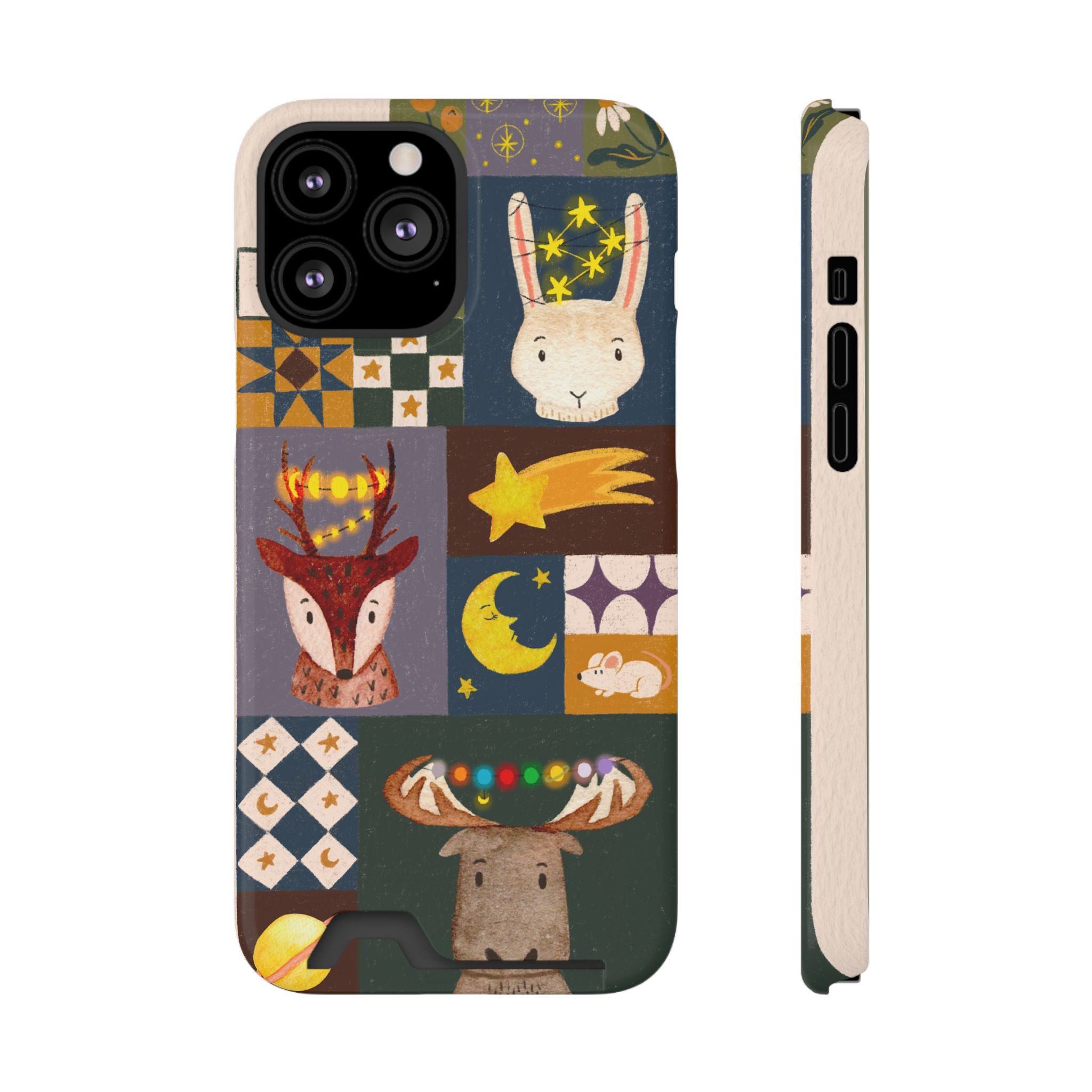 Magical Animal Phone Case with Card Holder - Cute Gift for Animal Lovers, Interesting Phone Accessory, Unique Holiday Gift, Nature-Inspired