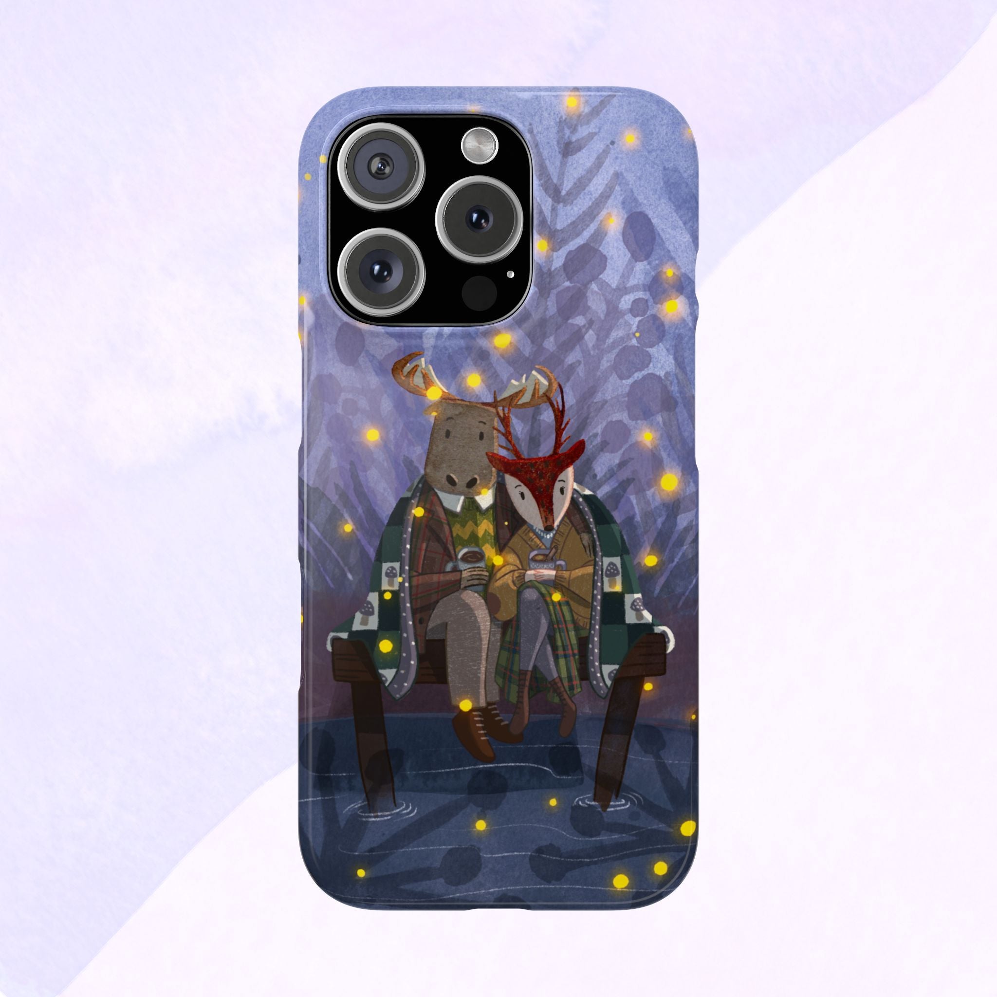 Whimsical Animal Lovers Snap Cases - Cozy Phone Protection, Gift for Nature Lovers, Holiday Decor, Cute Character Design, Animal Couple