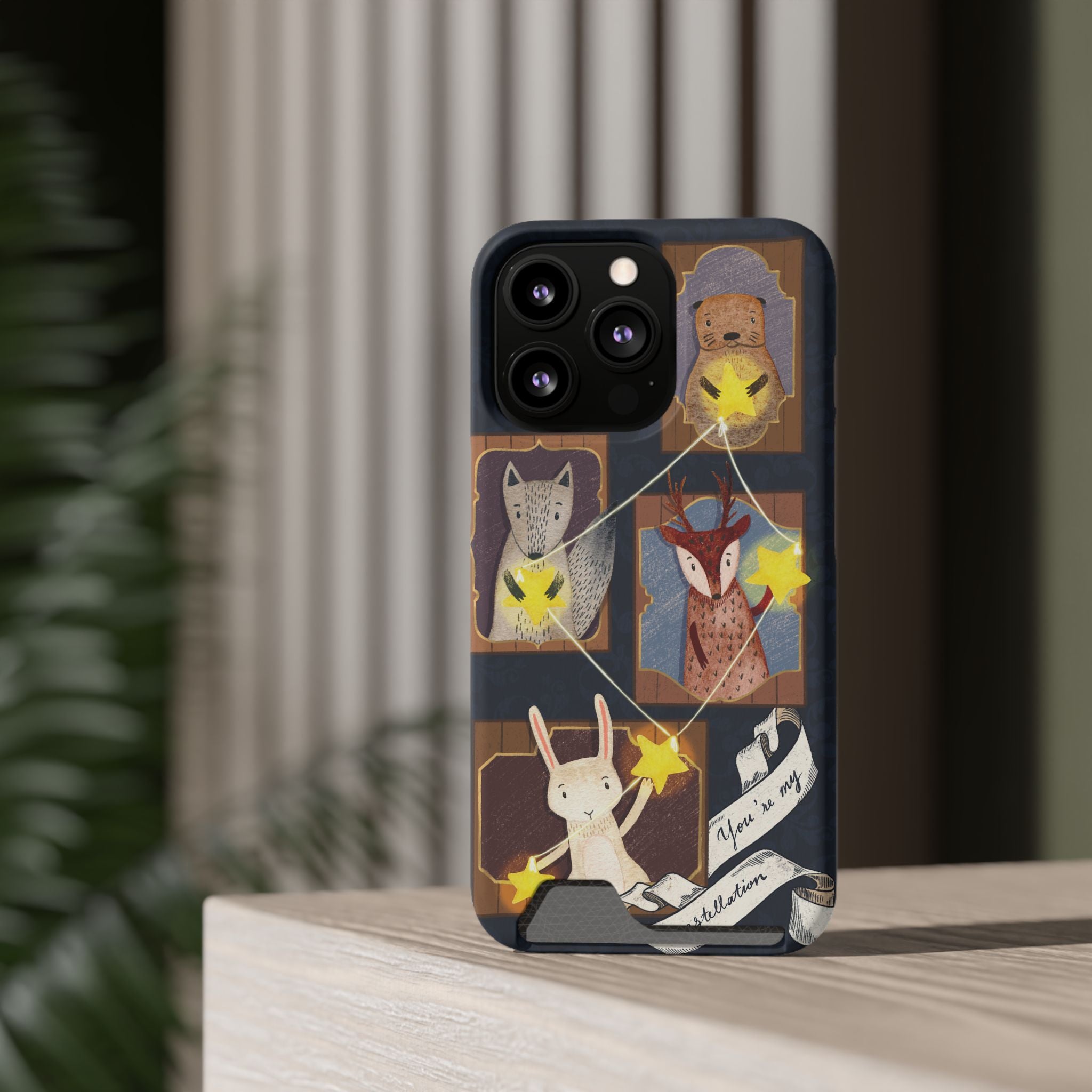 Whimsical Animal Phone Case with Card Holder, Cute Animal Design, Card Storage Case, Ideal for Animal Lovers, Gift for Kids, Birthday