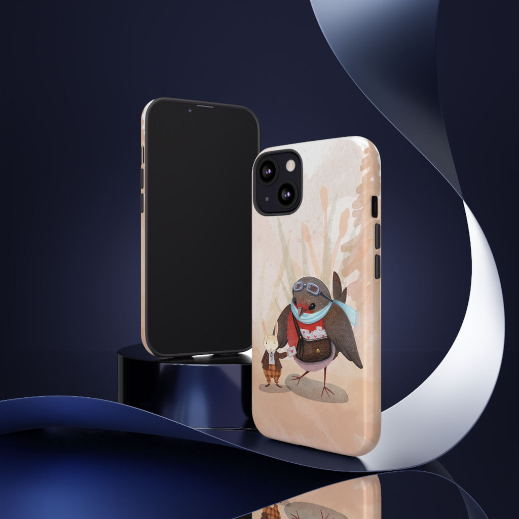 Whimsical Animal Phone Case, Cute Bird and Rabbit Design, Animal Lovers Gift, Nature-Themed Accessory, Eco-Friendly Tech Cover