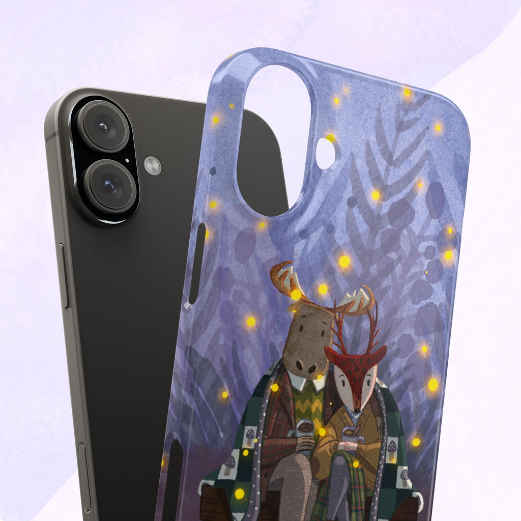 Whimsical Animal Lovers Snap Cases - Cozy Phone Protection, Gift for Nature Lovers, Holiday Decor, Cute Character Design, Animal Couple