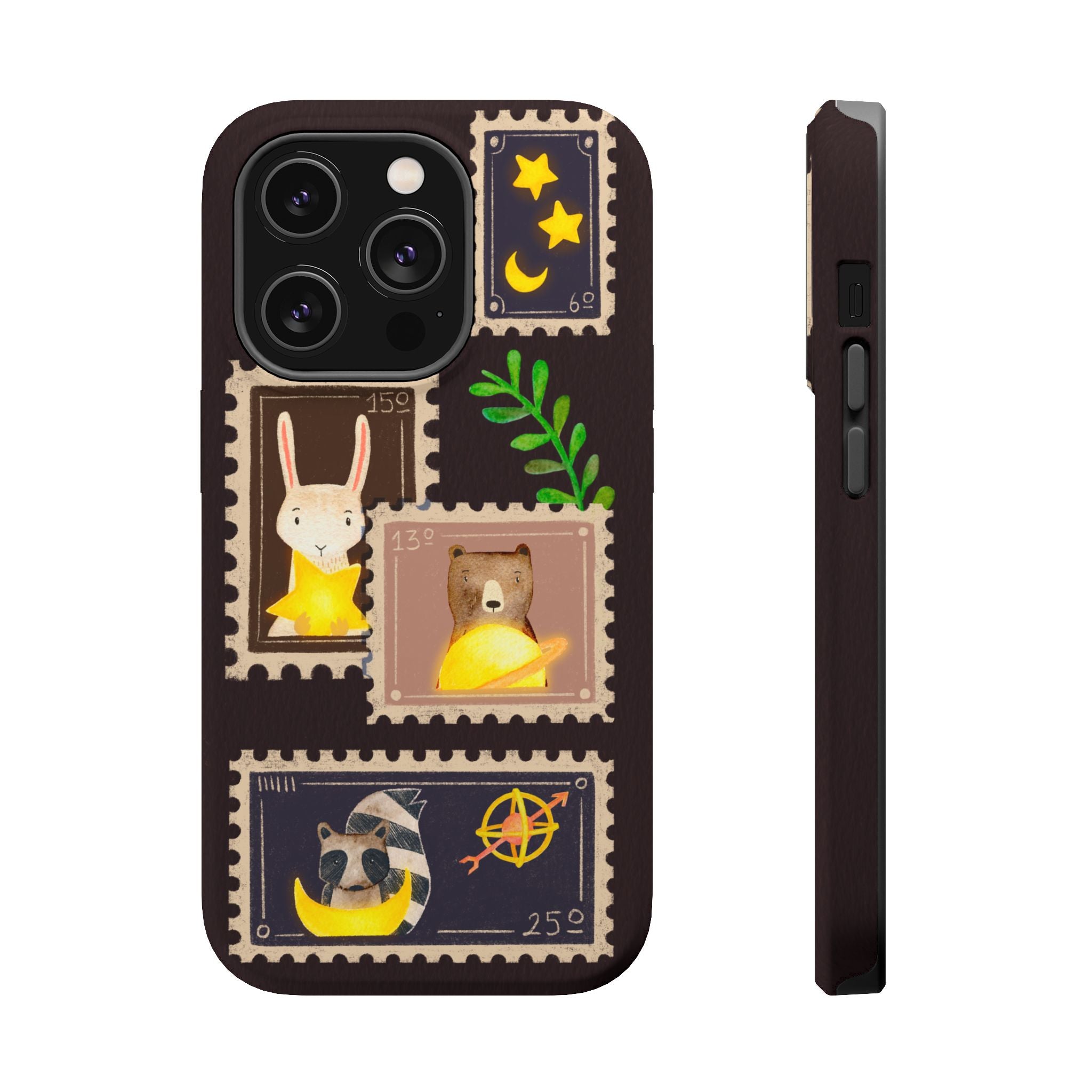 Cute Animal Stamp Phone Case, Quirky Gift for Animal Lovers, Personalized Case for Holidays, Unique Phone Accessory
