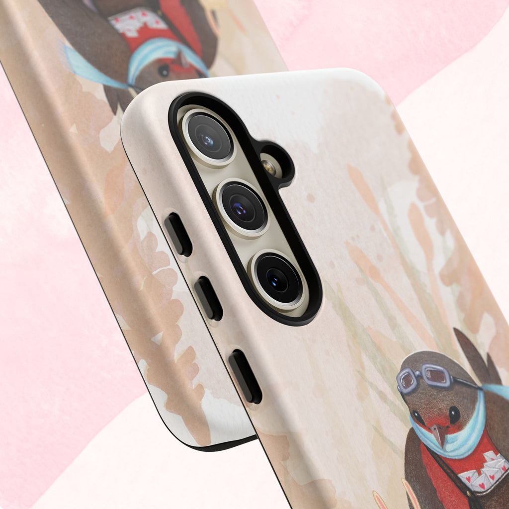 Whimsical Animal Phone Case, Cute Bird and Rabbit Design, Animal Lovers Gift, Nature-Themed Accessory, Eco-Friendly Tech Cover