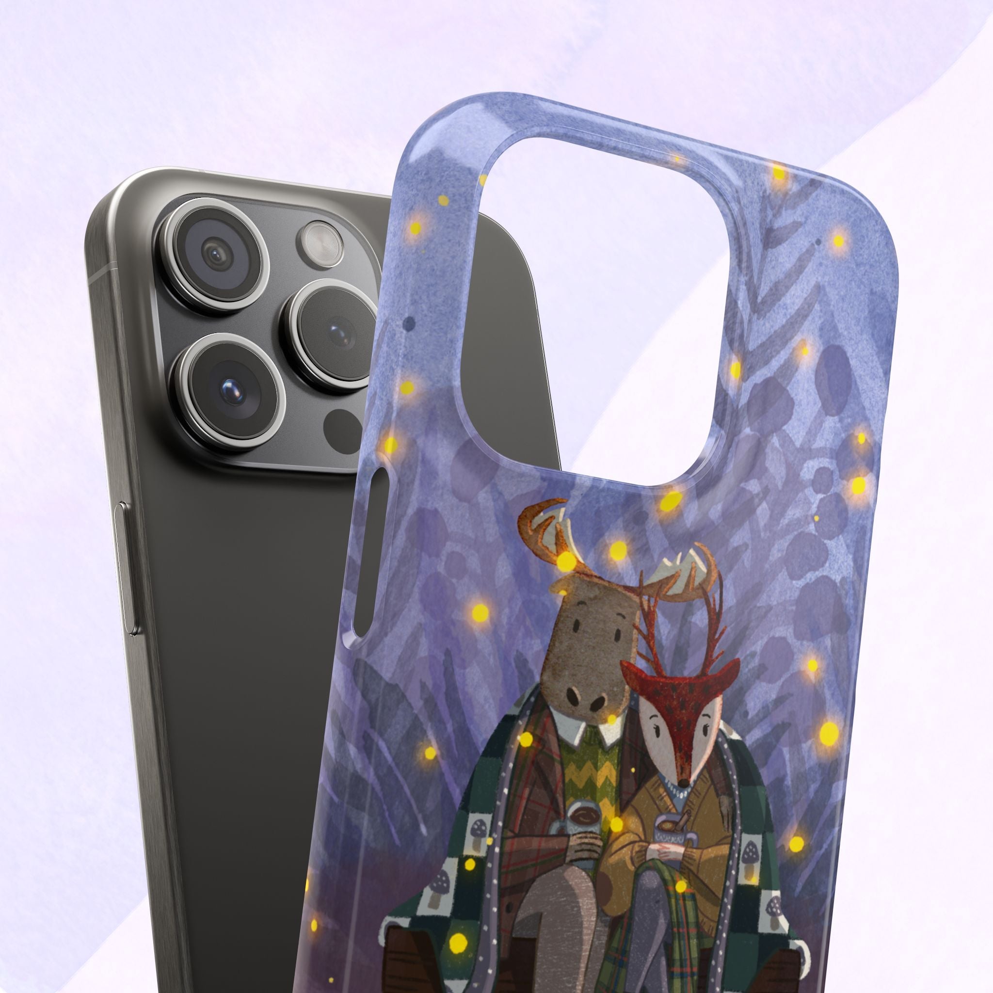 Whimsical Animal Lovers Snap Cases - Cozy Phone Protection, Gift for Nature Lovers, Holiday Decor, Cute Character Design, Animal Couple