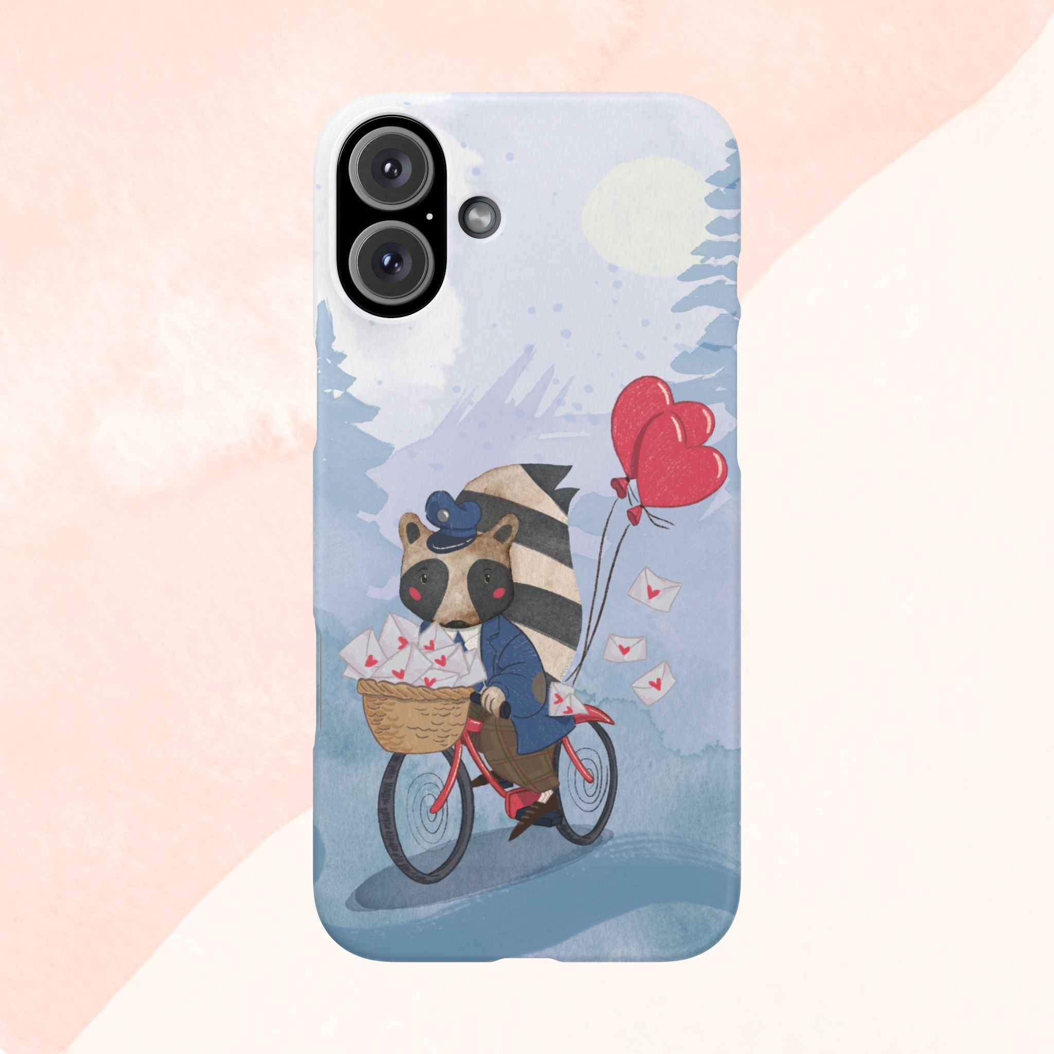 Whimsical Animal Snap Case with Love Balloons, Cute Phone Case, Valentine's Day Gift, Animal Lover Accessory, Creative Phone Cover