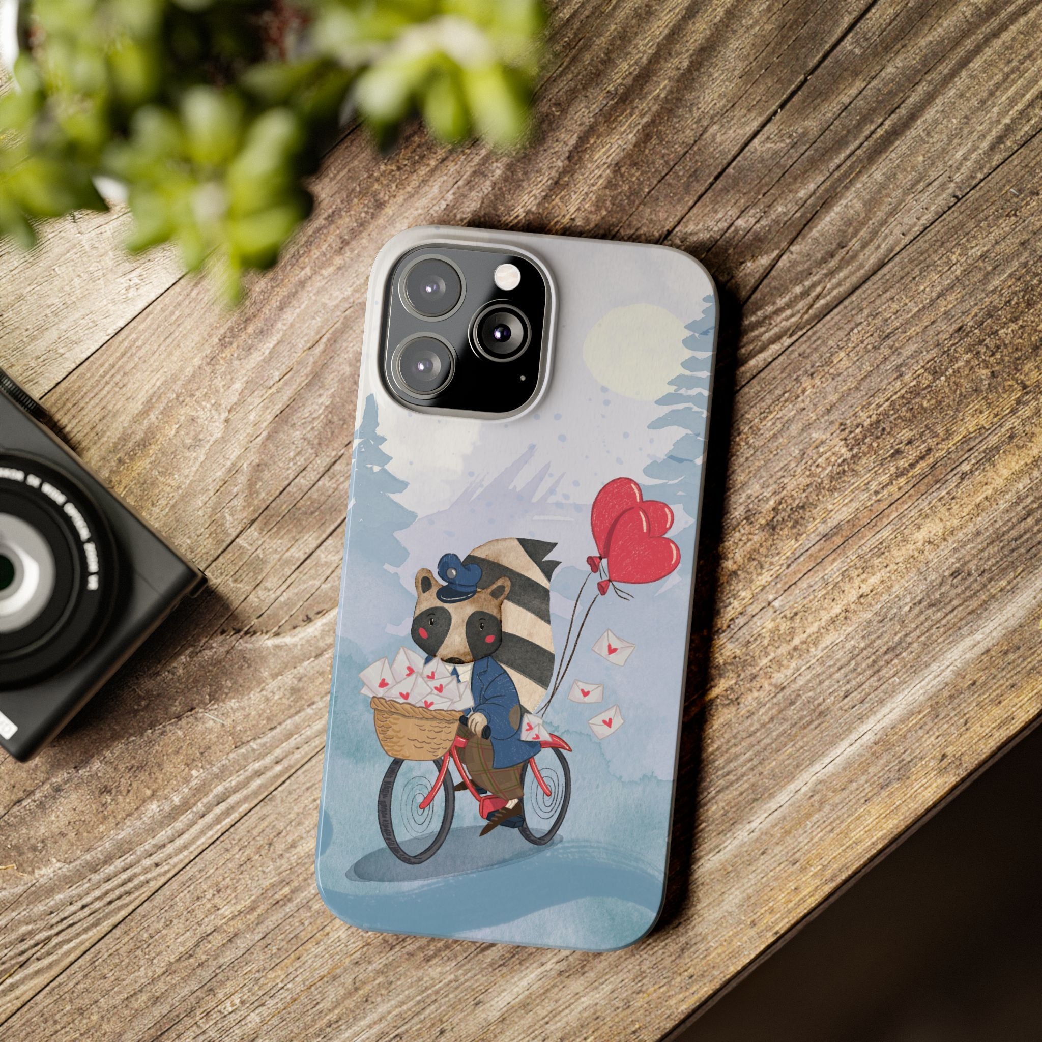 Whimsical Raccoon Slim Phone Case | Cute Animal Design | Perfect for Nature Lovers, Gifts, Birthdays, Valentines Day, Everyday Use