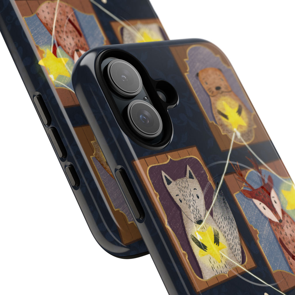 Celestial Animal Stars iPhone Case, Tough Magnetic Cover, Nature Theme, Unique Cute Animal Gifts, iPhone 14 15 16 pro max
