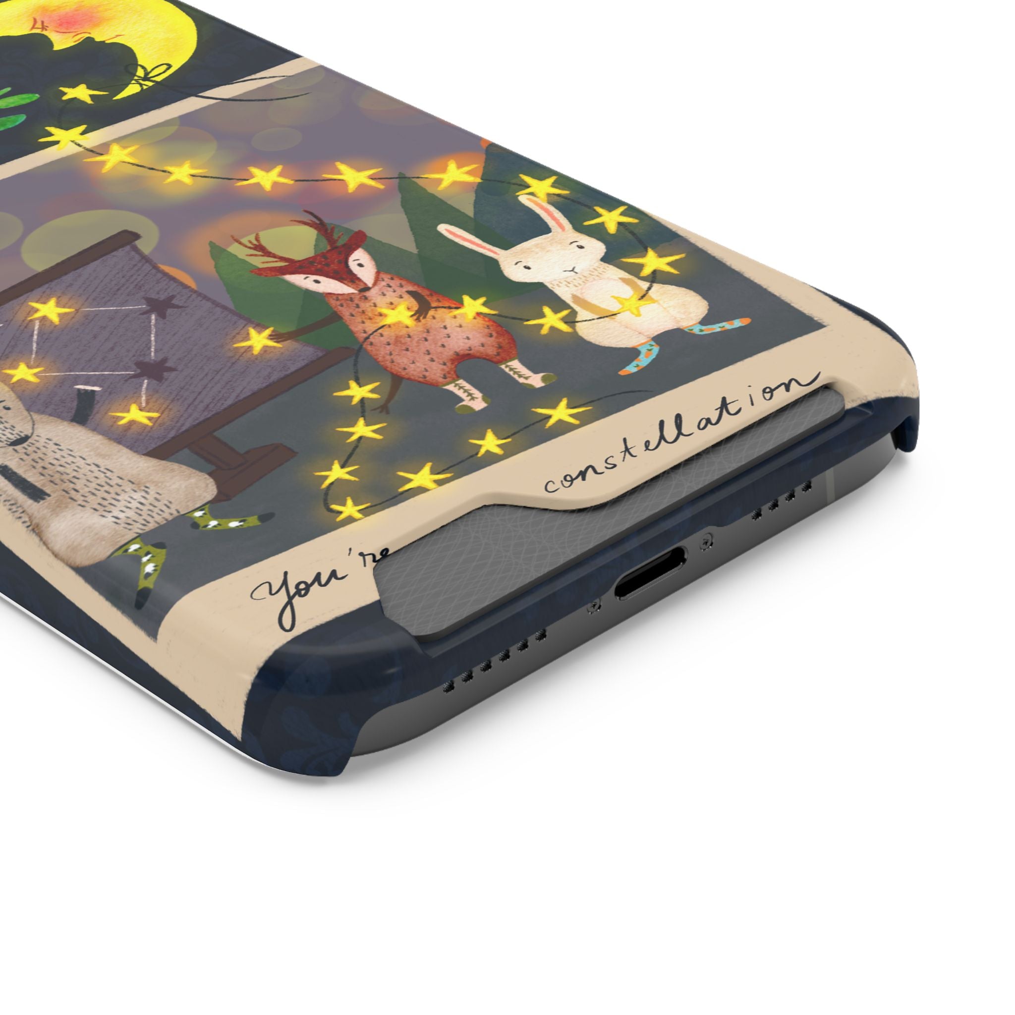 Woodland Astronomy Class Phone Case - Whimsical Forest Animals Learning Constellations - Cute iPhone 13/Samsung Case