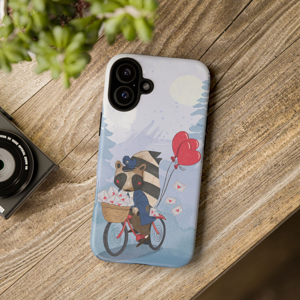 Cute Raccoon Phone Case, Tough Case for Animal Lovers, Valentine's Day Gift, Whimsical Phone Accessory, Gifts for Kids