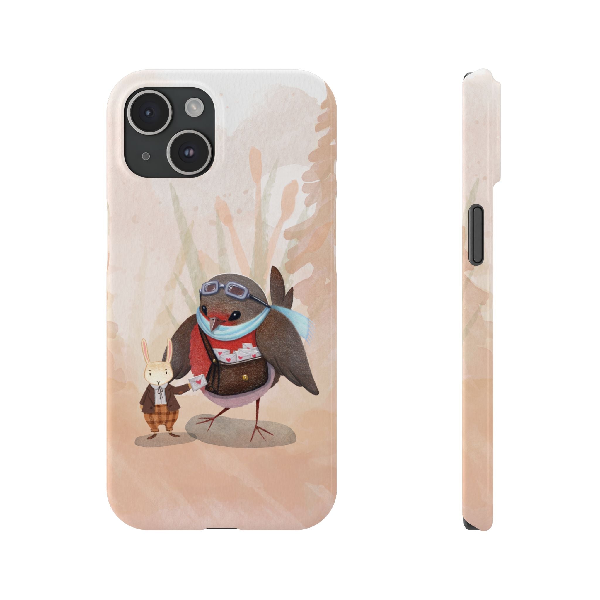 Whimsical Animal Slim Phone Cases - Cute Bird and Rabbit Design, Perfect for Animal Lovers, Gifts for Kids and Teens, Ideal for Birthdays,