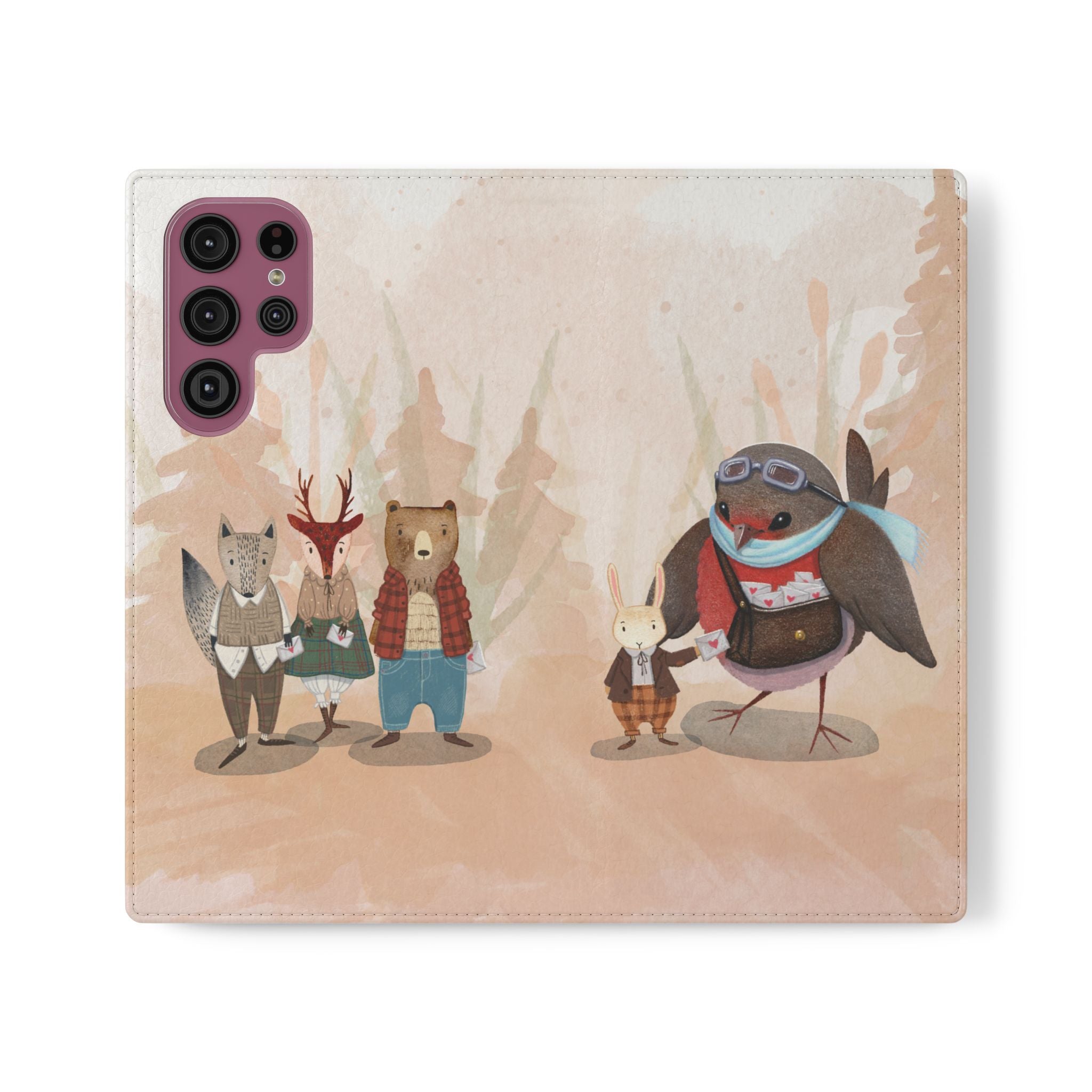 Whimsical Animal Flip Cases for Phones, Cute Woodland Creatures, Forest Friends Phone Cover, Animal Lover Gift, Phone Wallet