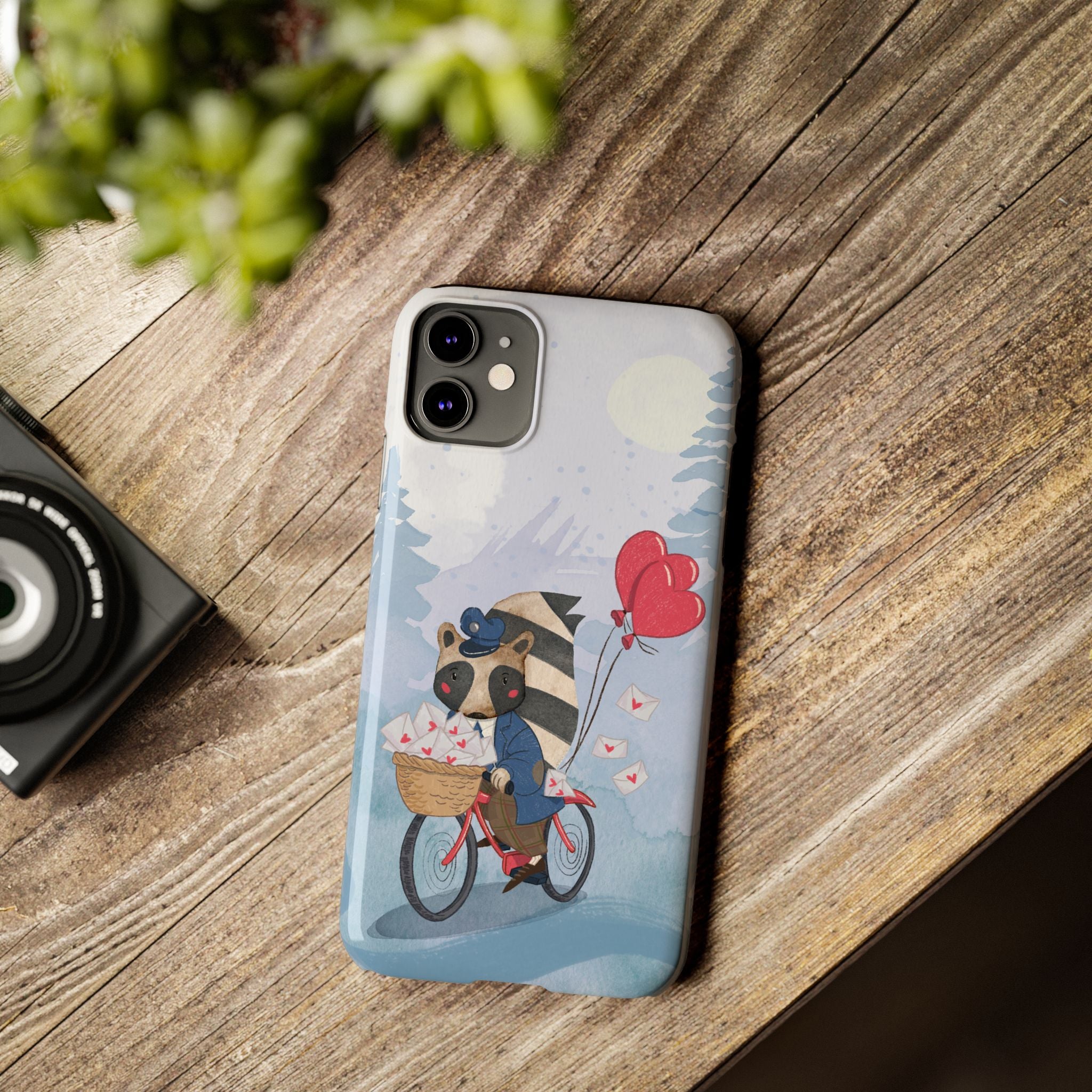 Whimsical Raccoon Slim Phone Case | Cute Animal Design | Perfect for Nature Lovers, Gifts, Birthdays, Valentines Day, Everyday Use