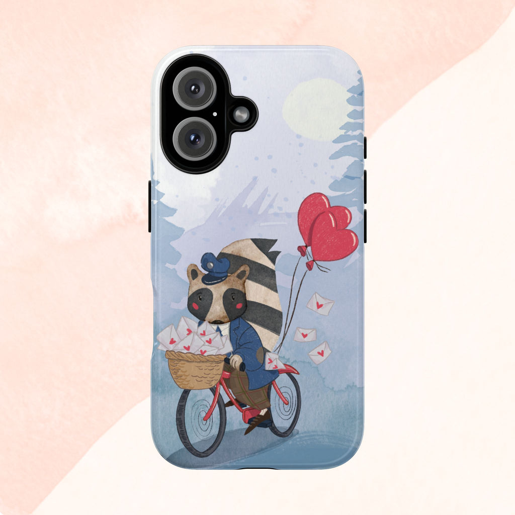 Cute Raccoon Phone Case, Tough Case for Animal Lovers, Valentine's Day Gift, Whimsical Phone Accessory, Gifts for Kids