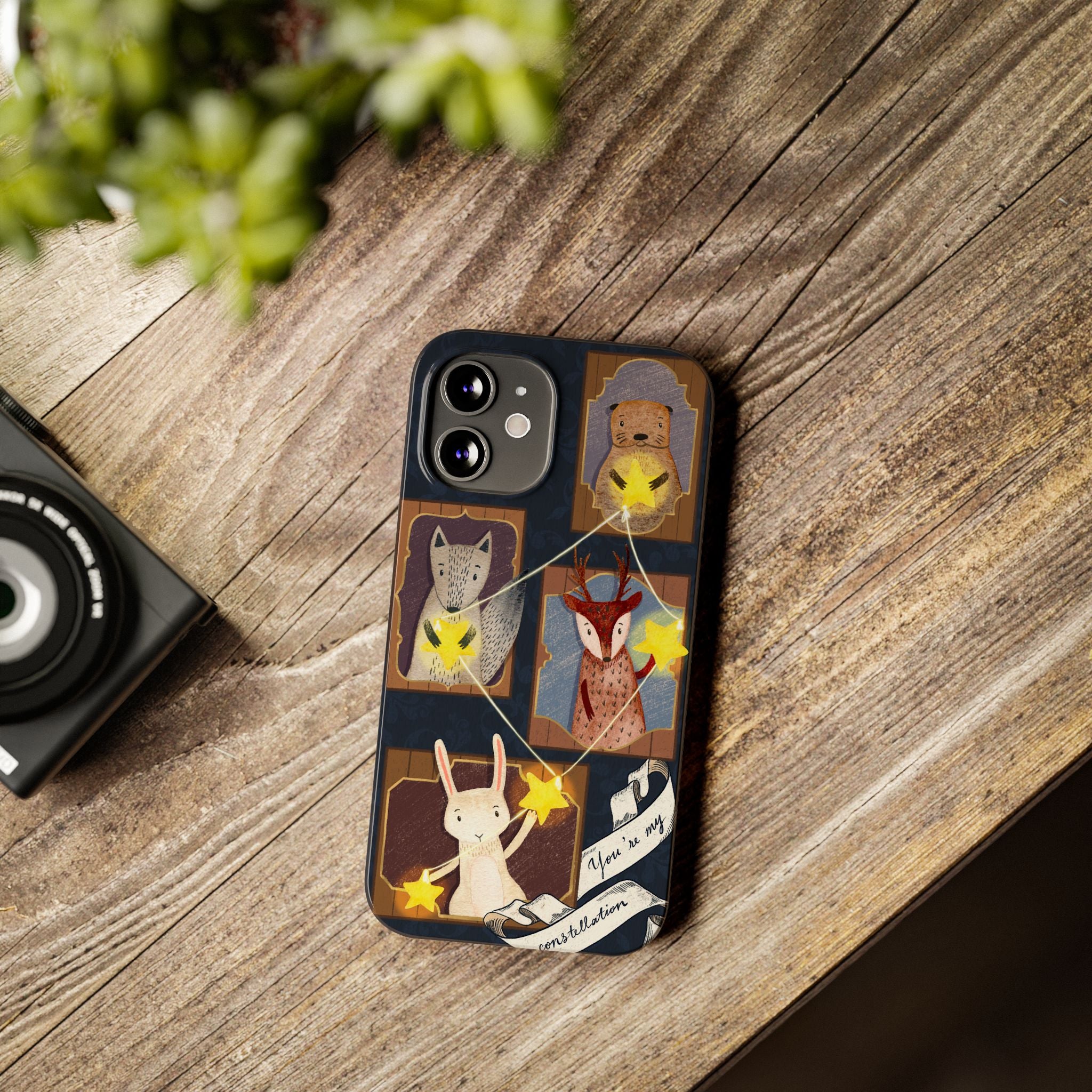 Constellation Friends Slim Case, Woodland Portrait iPhone Cover, Star Collector Design, Cute Kawaii Gift, Phone 8 9 X XR 11 12 13 14 15 16