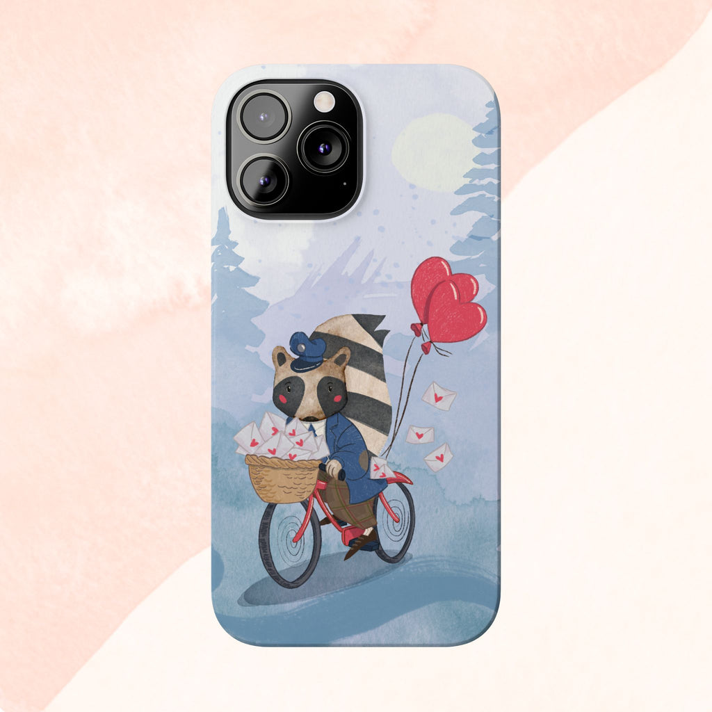 Whimsical Raccoon Slim Phone Case | Cute Animal Design | Perfect for Nature Lovers, Gifts, Birthdays, Valentines Day, Everyday Use