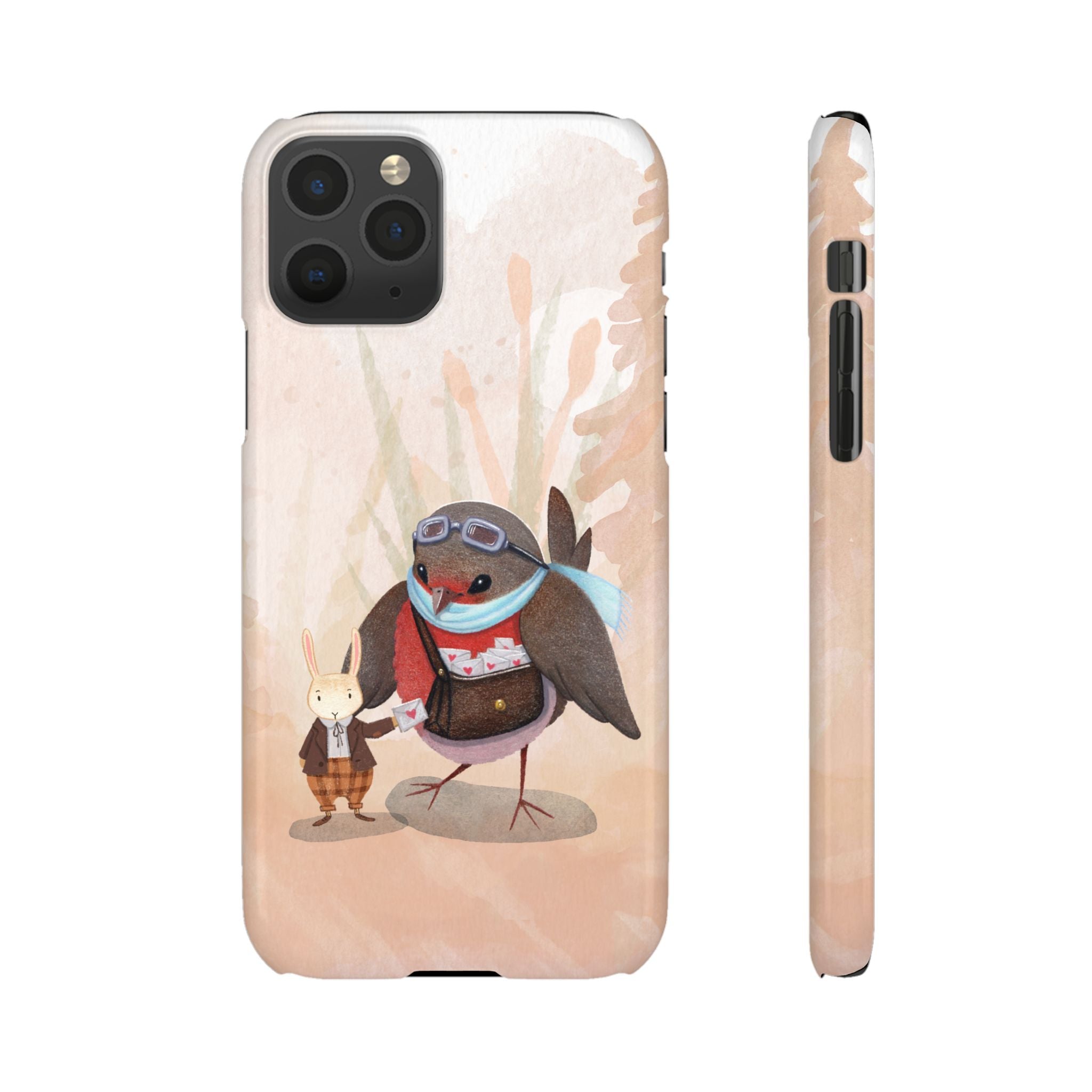 Whimsical Animal Snap Cases, Cute Phone Case, Handmade Bird and Bunny Design, Gift for Animal Lovers, Unique Smartphone Cover